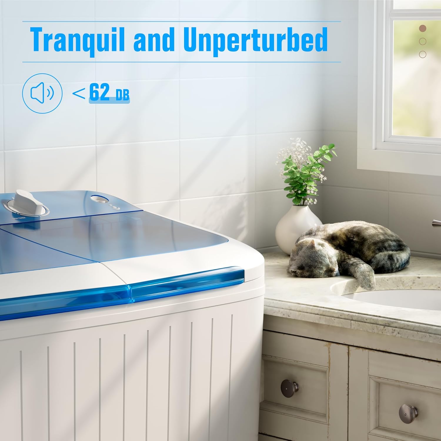 Greenvelly Portable Washing Machine, 16 Lbs Compact Mini Washer and Dryer Combo, Semi-automatic Twin Tub Laundry Washer with Drain Pump for Dorms, Apartments, RVs (Blue)