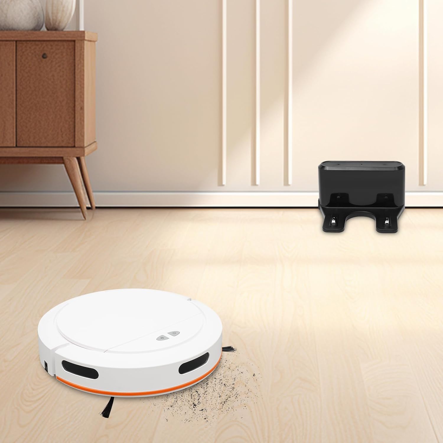 Robot Vacuum Cleaner, 3 In 1 Robot Vacuum & Mop & sweep Combo, Push Button and APP Control, Self-Charging Robotic Vacuum Cleaner, 120 Mins, Strong 2700Pa Suction, Ideal for Pet Hair and Carpet (White)