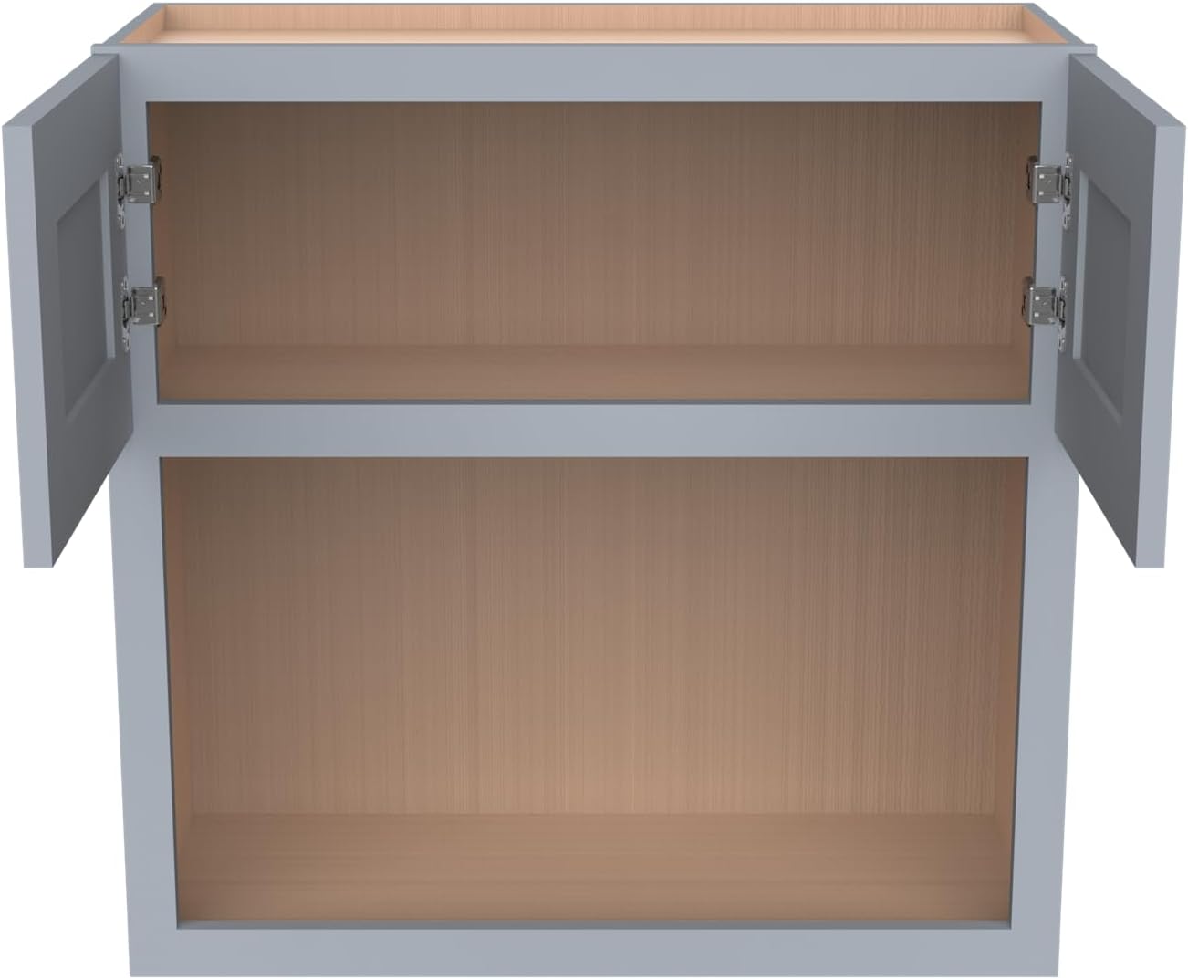 Solid Wood RTA Wall Microwave Cabinet with Open Shelves – Shaker Style, Space-Saving Kitchen Pantry Storage, Durable and Versatile Wall-Mounted Organizer (SK-Grey, 30