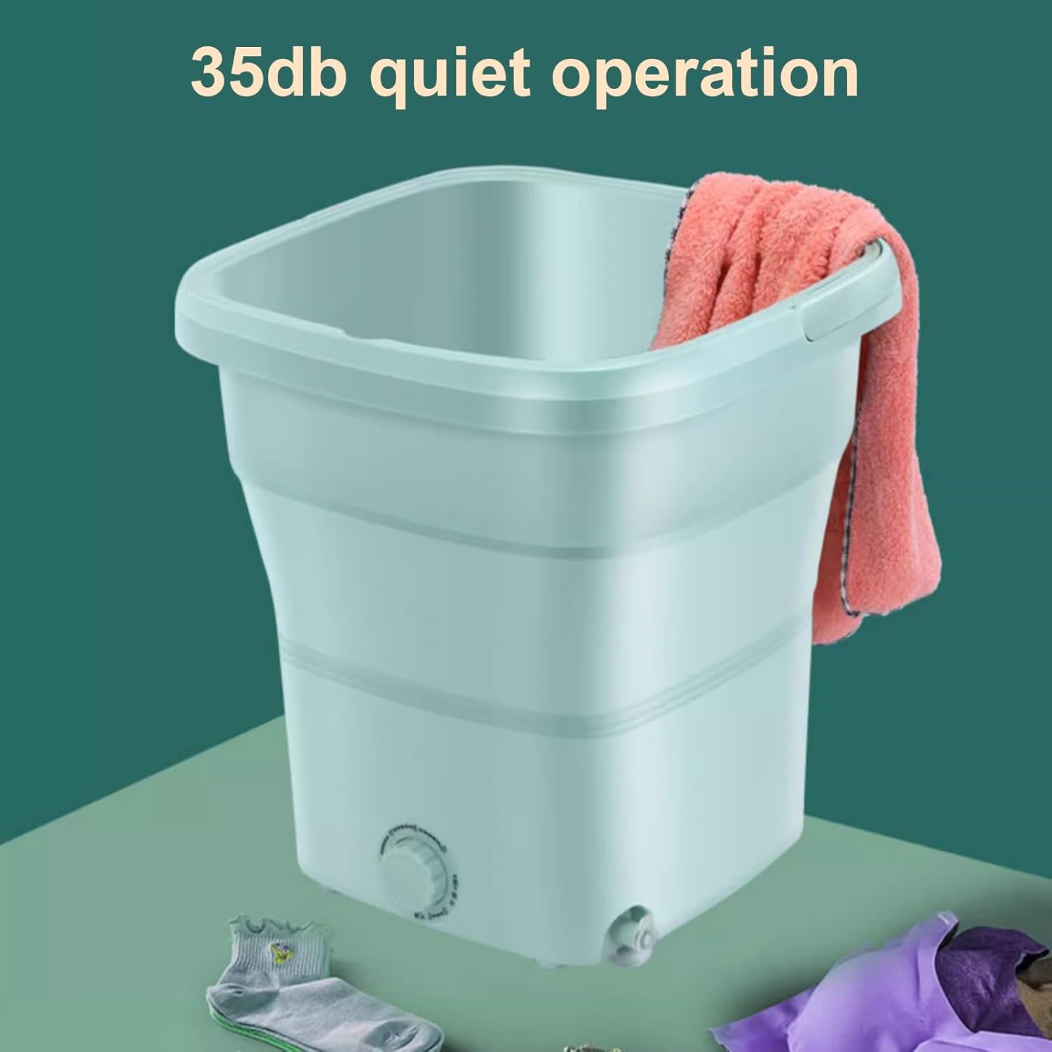 Portable Mini Washing Machine, 12L 2 In 1 Collapsible Mini Washer, Foldable Small Smart Laundry Machine, for Travel, Apartment, Dorm, Camping, RV, Underwears, Socks, Baby Clothes(Pink)