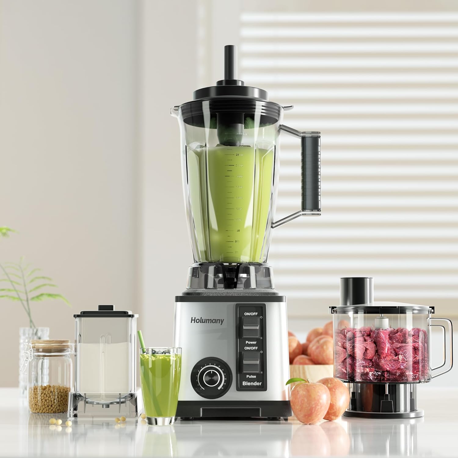 Blenders for Kitchen, 1200W Countertop Blender with 100oz Pitcher for Smoothies/Shakes, Blender and Food Processor Combo with, 3-Cup Vegetable Chopper and Grinding Cup