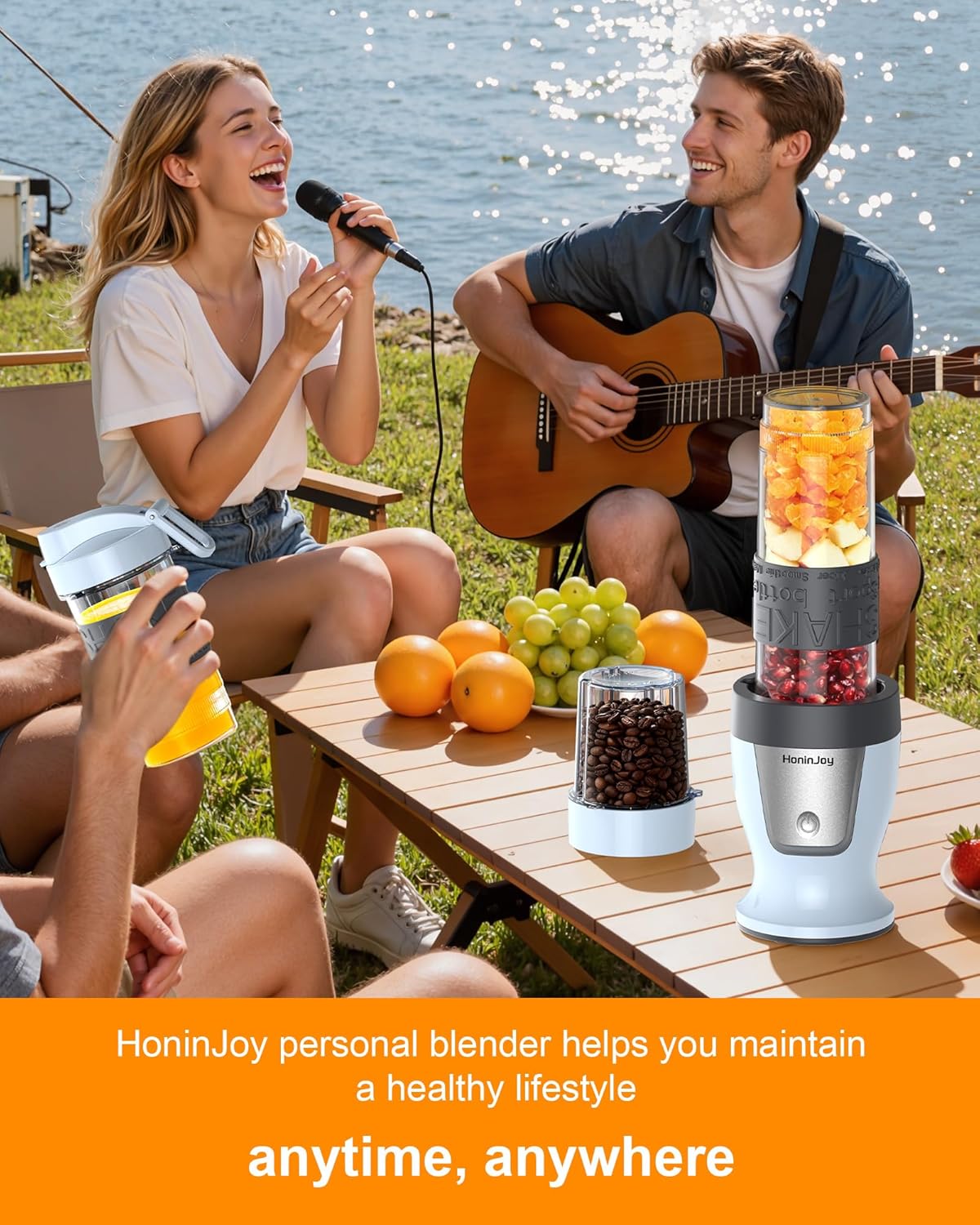 Smoothie Blender, 650W Personal Blenders for Shakes and Smoothies with Grinder Cup & 2 BPA-Free Portable Cups (20oz+14oz), Portable Blender for Juices, Smoothies Maker for Kitchen, Blue