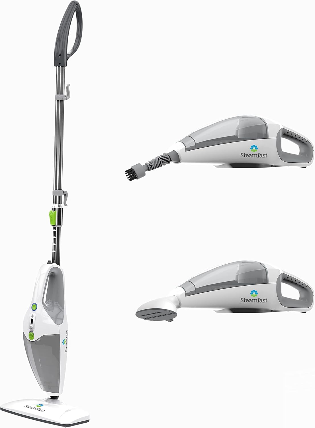 Steamfast SF-295 3-in-1 Mop, Handheld Steam Cleaner, and Fabric Steamer, 7 Steam Levels, 9 Accessories, 2 Washable Mop Pads