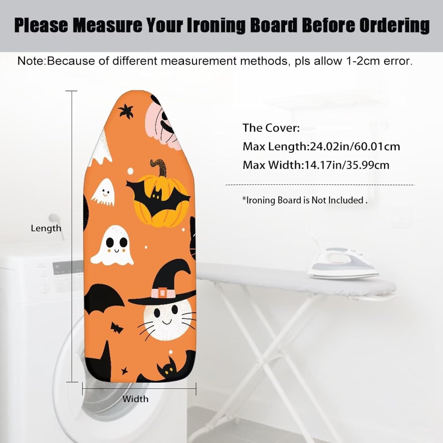 14”x 24” Ironing Board Cover Pumpkin Mini Ironing Board Cover with Removable Portable Household Essentials for Home Dorm Travel