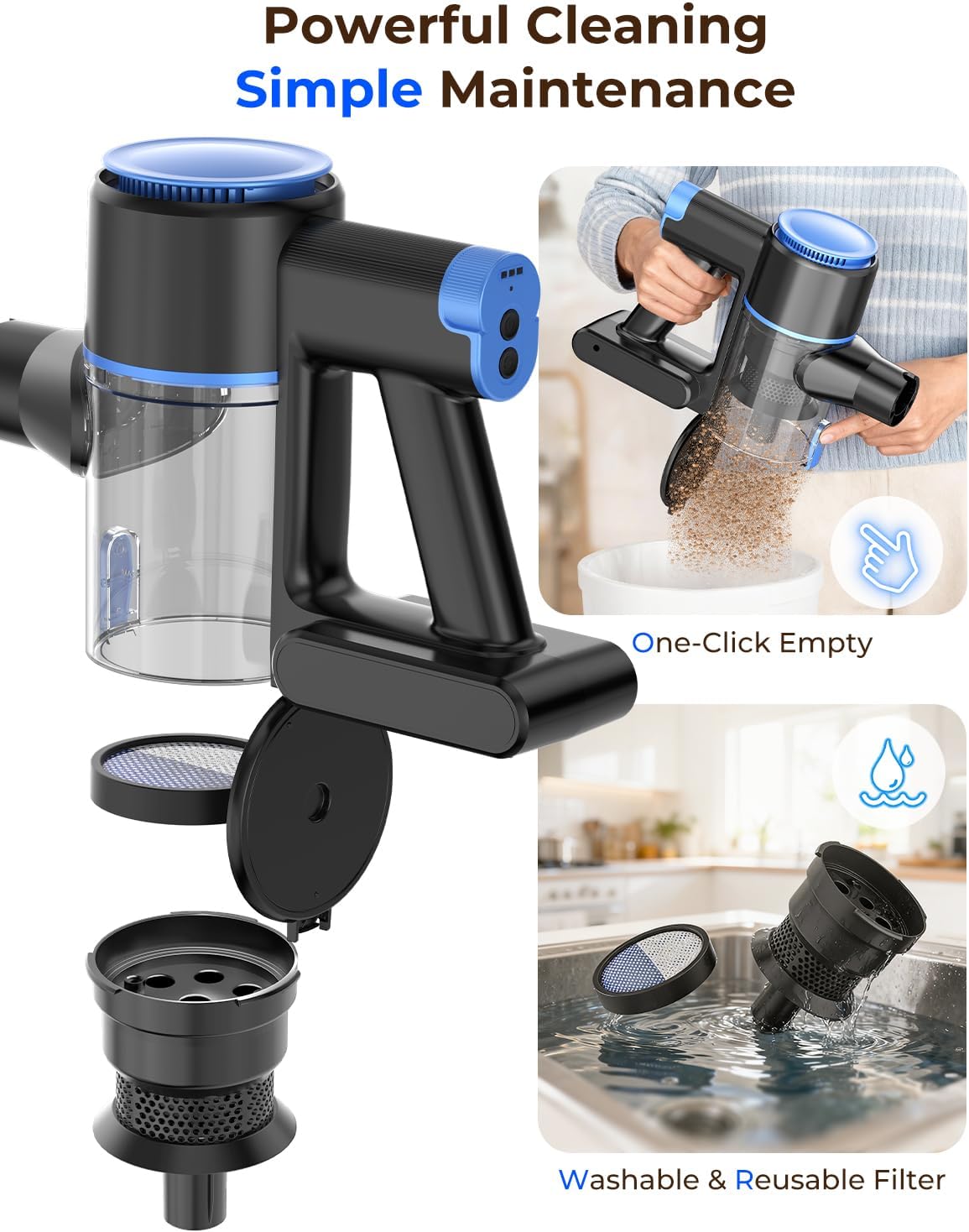 N8 Cordless Vacuum Cleaner, Lightweight Stick Vacuum with Powerful Suction, 2200mAh Battery, 40 Mins Runtime, Self-Standing, Rechargeable Vacuum Cleaners for Home Hardwood Floor Carpet Pet Hair