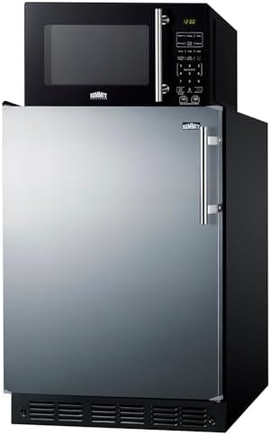 Summit Appliance MRF66BK2SSALHD Microwave/Refrigerator-Freezer Combination with Allocator; Includes CT66BK2SS Refrigerator-freezer, and SM903BSA1 Microwave; 115VAC; Cycle Defrost; One-touch Cooking