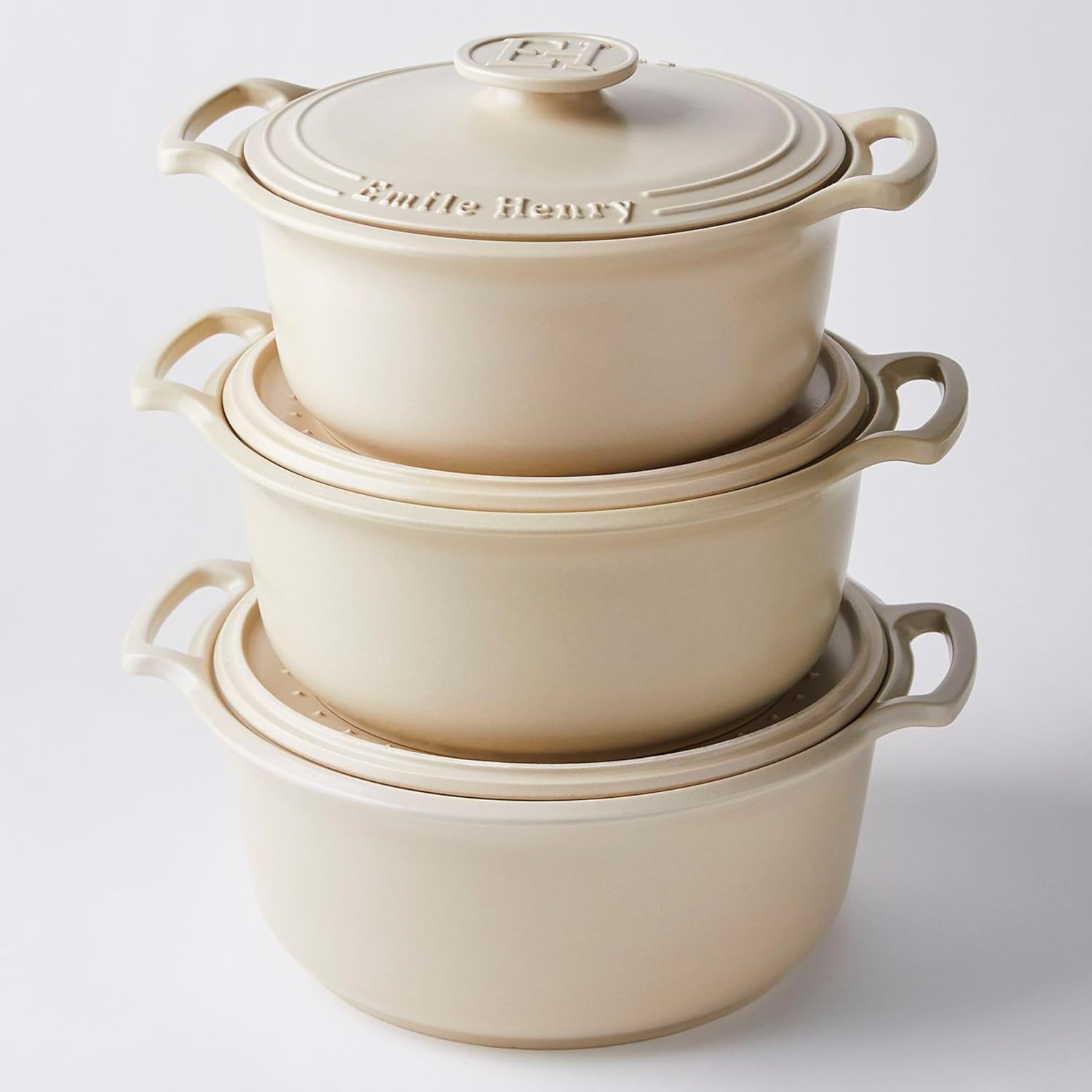 Emile Henry Made in France SUBLIME Ceramic 6 qt. Round Dutch Oven, Crème