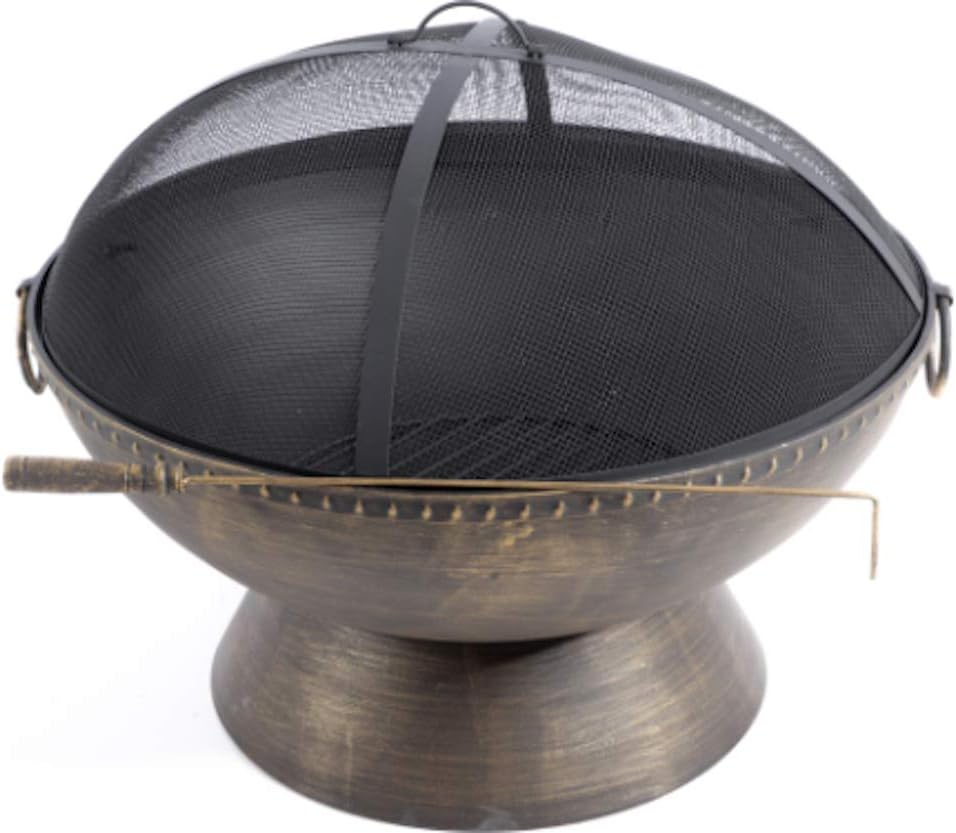 T70 HR30701AA 30 inch W Flint Fire Pit 24 inch H, Bowl 30 inch W, Steel, Antique Bronze