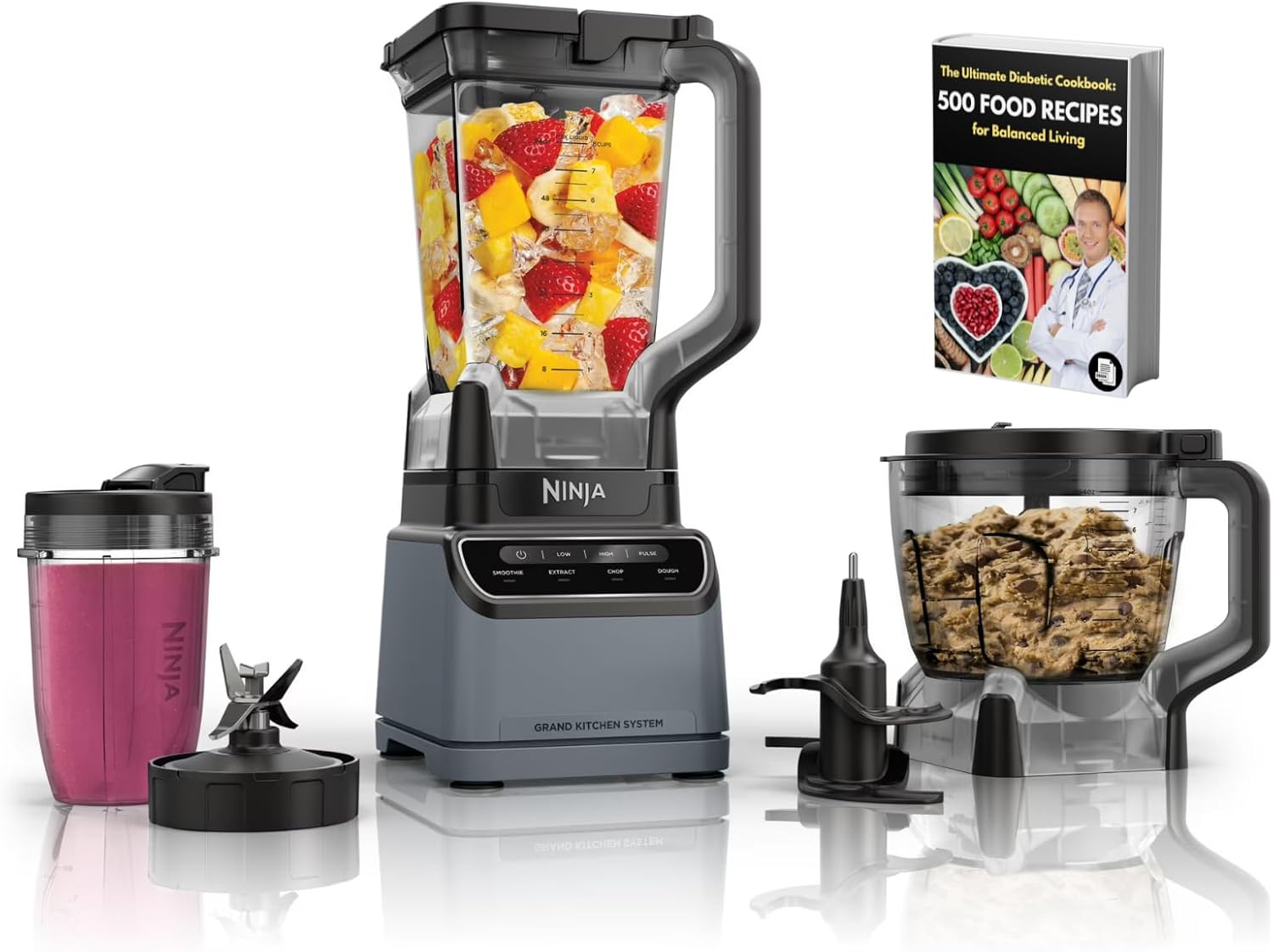 IT'S BRAZILIAN Ninja 1200W Grand Kitchen System Blender, Smoothie Maker, Food Chopper & Dough Mixer with 4 Preset Programs, 3 Speeds & 72-Oz Pitcher (Black)
