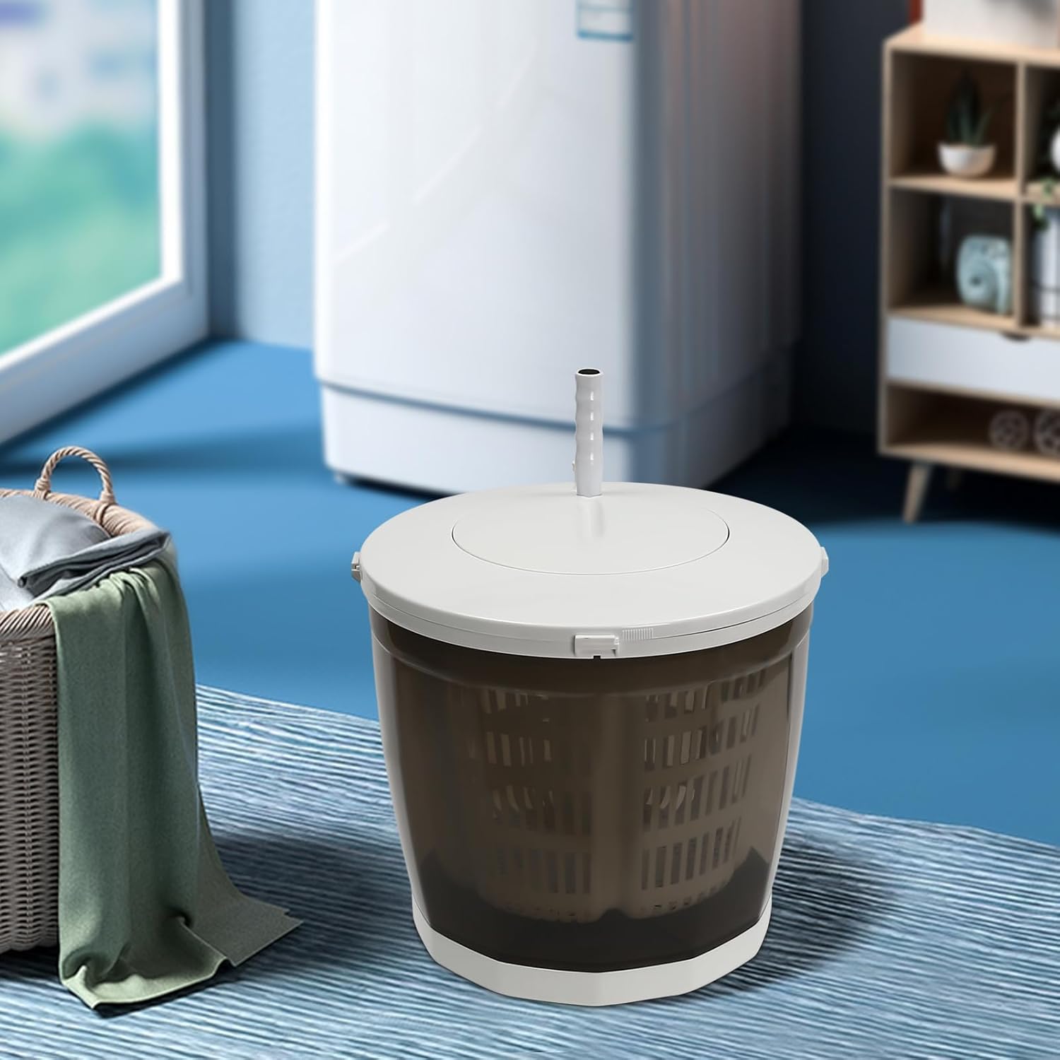 Mini Portable Washing Machine, 2 in 1 Manual Washing Machine, 4.41 Lbs Compact Non-Electric Clothes Spin Dryer Small Washer Machine, Traveling Outdoor Laundry Tool for Camping Apartments Hotel (Grey)