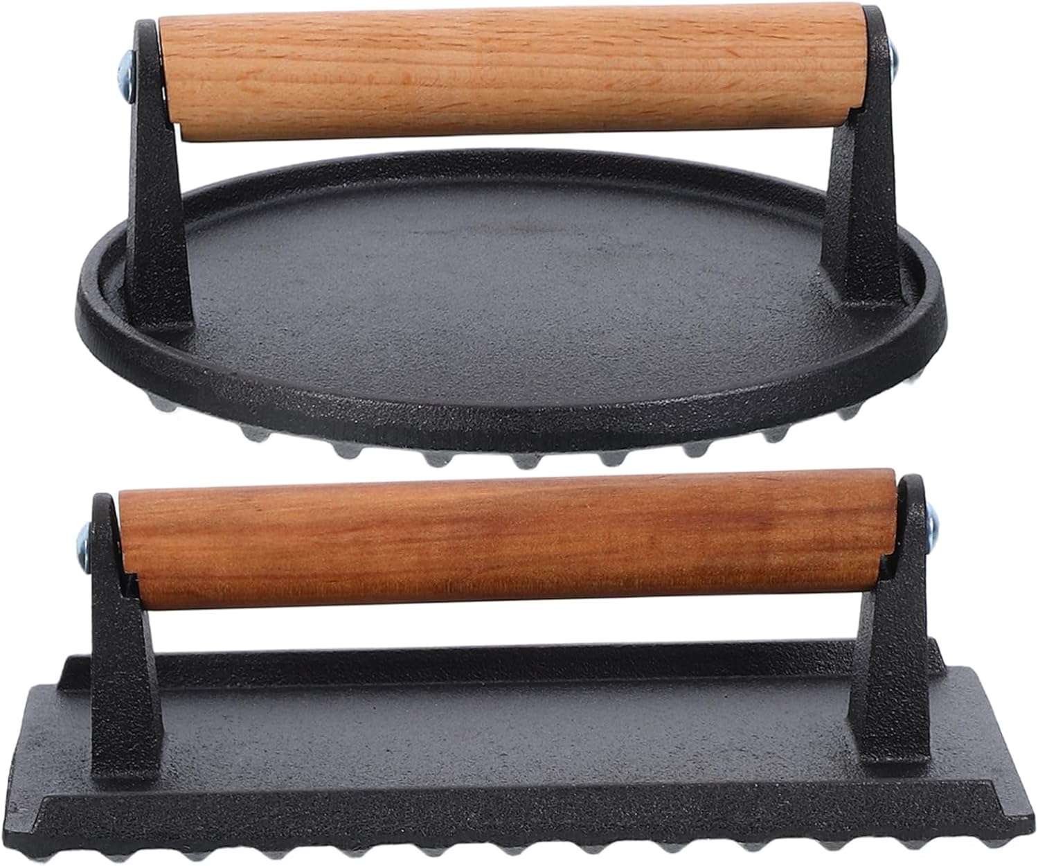 2-Piece Cast Iron Meat Press Griddle Burger Maker Steak Cooking Accessory BBQ Tool Kitchen Tool Hamburger Meat Press