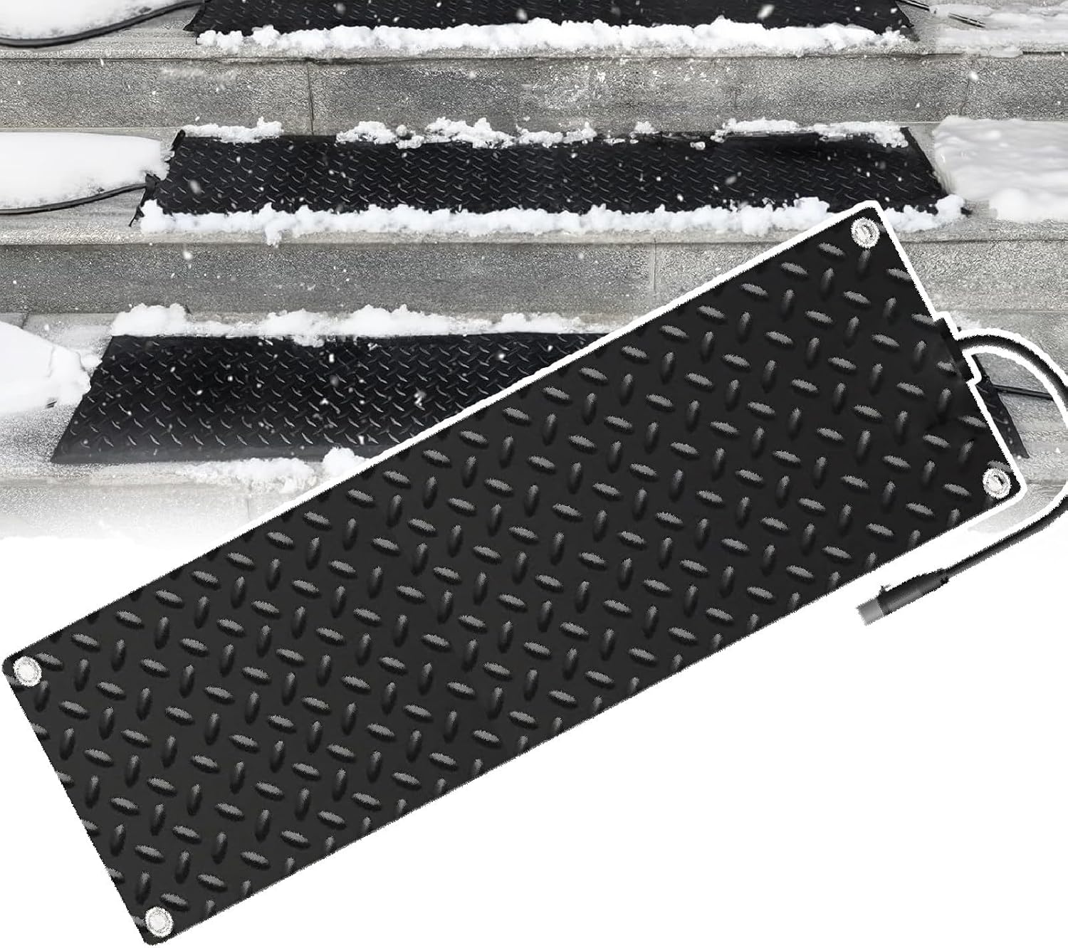 Winter Outdoor Heated Snow Melting Mats/Snow Melting Mats Outdoor,50℃/122℉ Heated Outdoor Mats for Walkways | No Shoveling Needed | Safe for Stairs, Decks & Garages 55x120/21.65x47