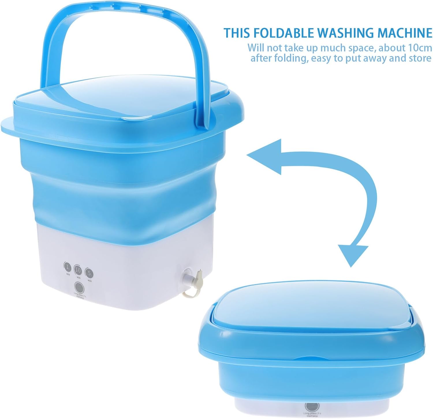 Portable Folding Mini Washing Machine Capacity with Timer Touchscreen Non-slip Suction Base High-frequency Hand Scrub Simulation for Underwear Clothes Travel Camping Apartment Use