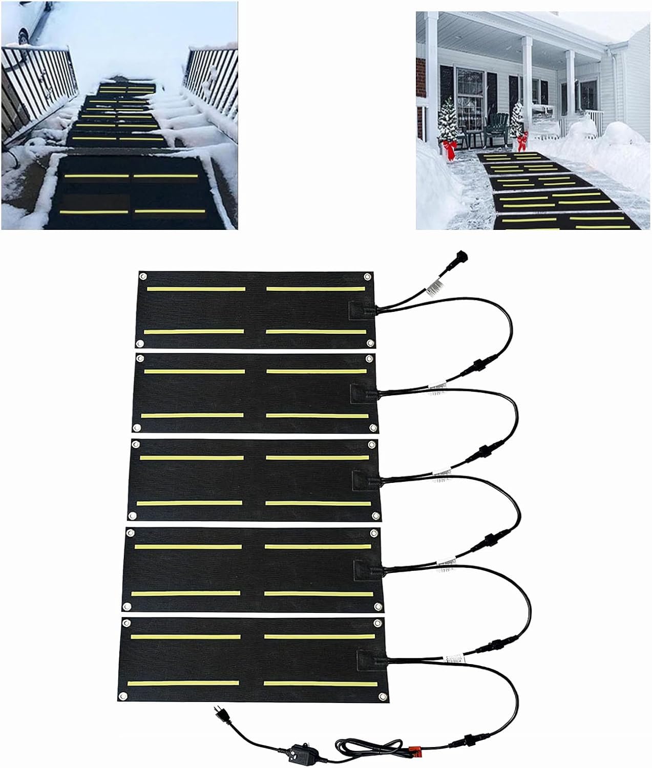 Snow Melting Walkway Mat,Heated Snow and Ice Melting Mats for Entrances,Heating Entrance for Winter Stairs, Steps,Doorway, Sidewalk, Garages, Decks(Size:10 * 48in,Color:5 Piece)