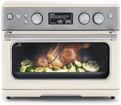 GreenPan 13-in-1 Elite Countertop Convection Oven & Air Fryer, PFAS-Free Ceramic Tray & Pizza Pan, Adjustable Racks, Multifunction Presets, Toaster, Bake, Broil, Roast, Proof, Dehydrate, Cloud Cream