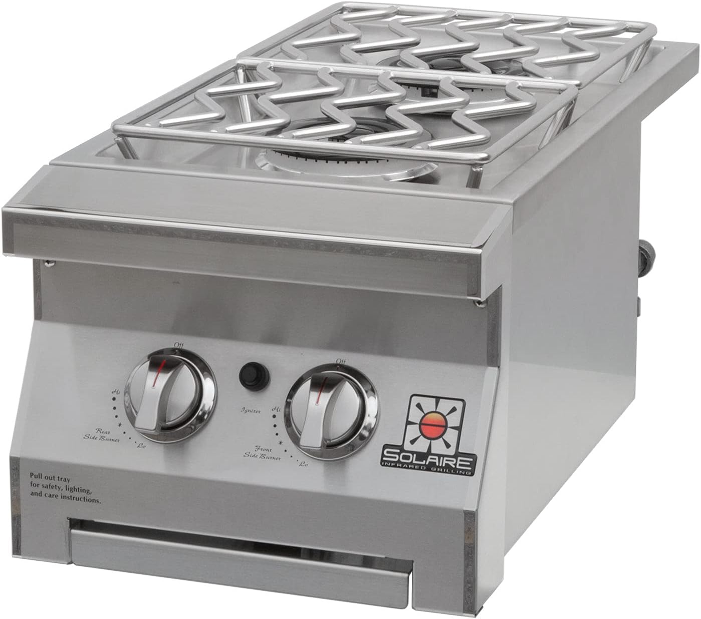 Solaire Double Built-In Side Burner for Propane Grills, Stainless Steel