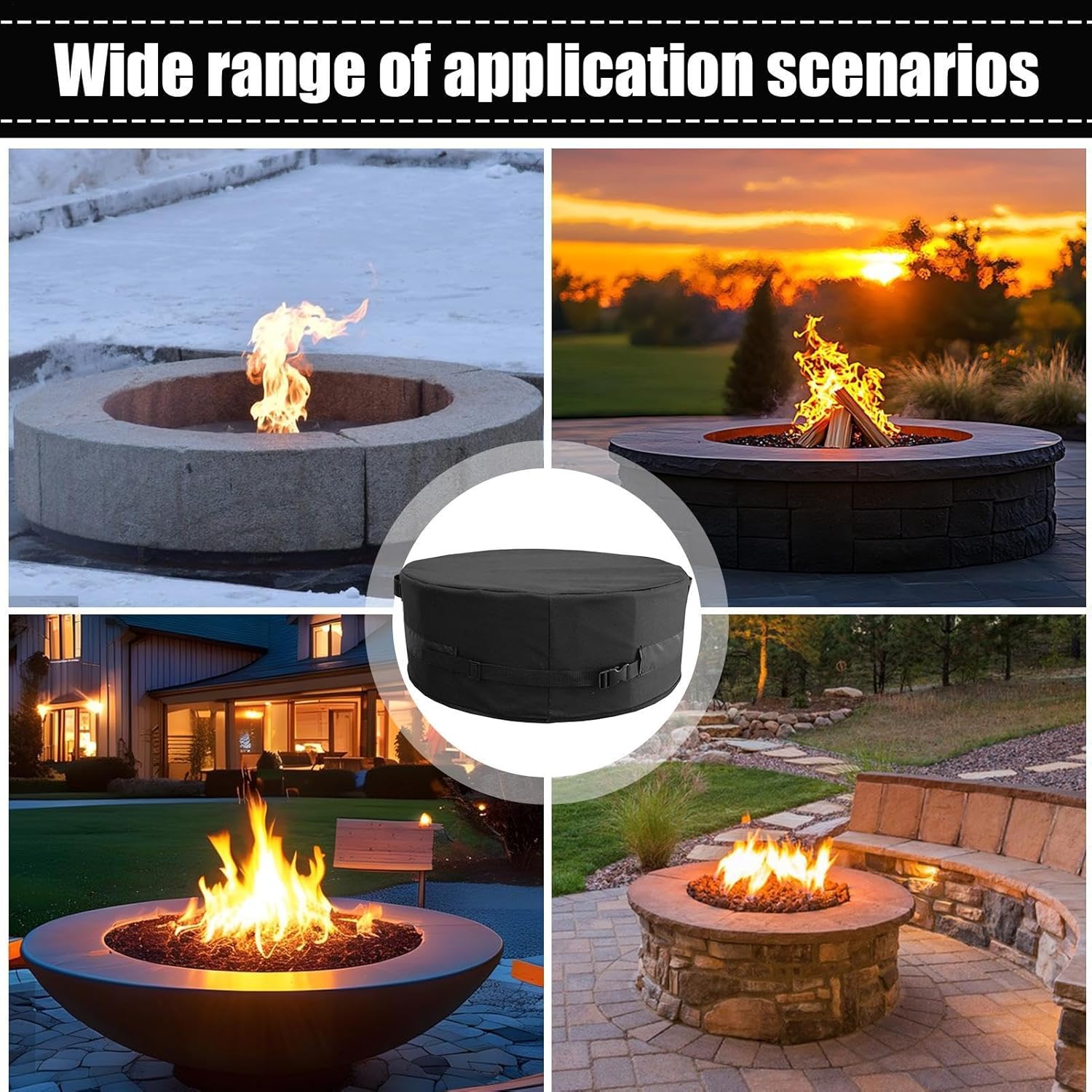 Fire Table Covers, Outdoor Firepit Cover, Waterproof Patio Cover, Outdoor Fireplace Cover, Firepit Cover, 600D Oxford Cover, Adjustable Buckle Cover, Heavy Duty Firepit Cover, In-Ground Firepit Cover