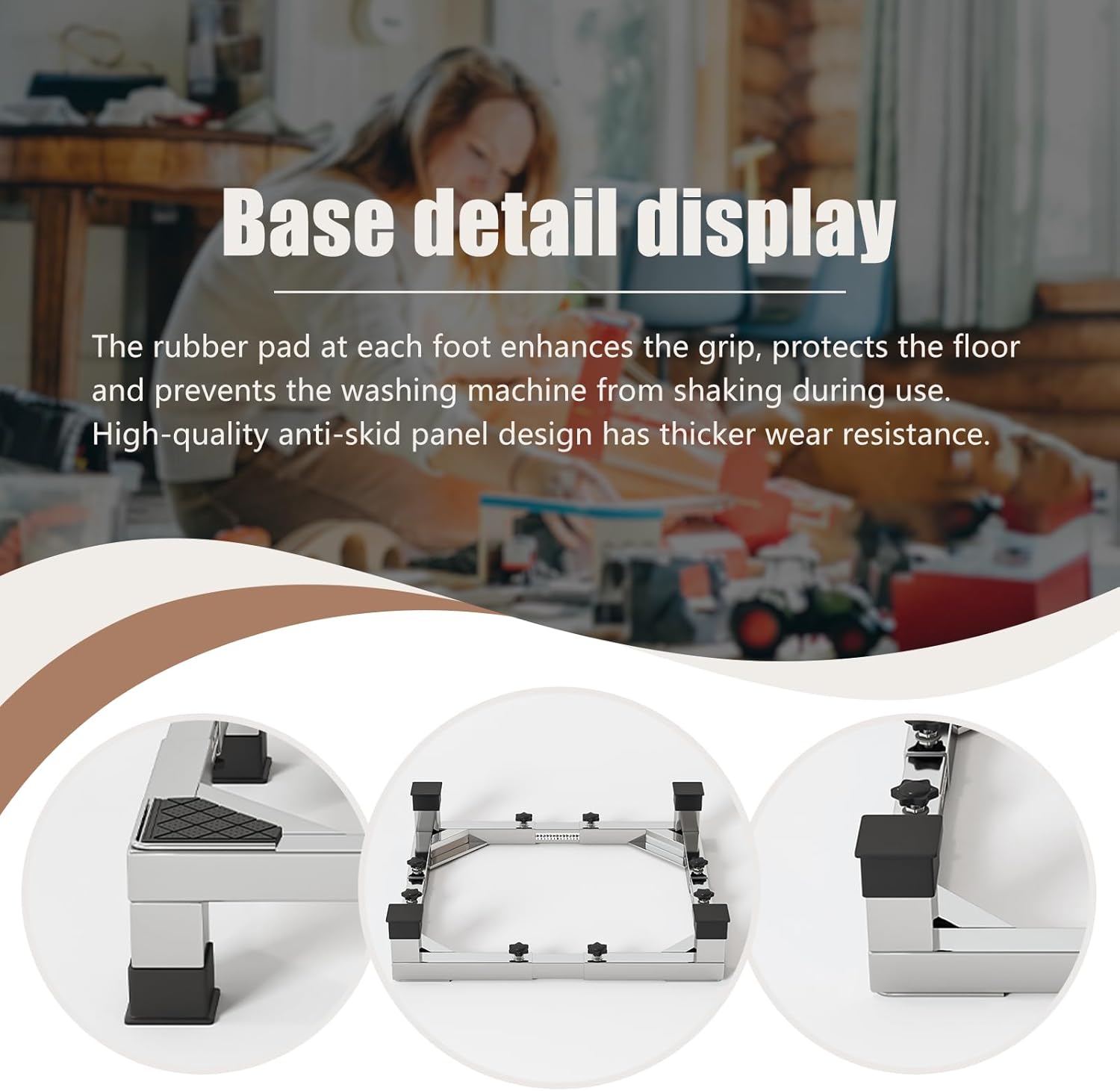 Heavy duty All Stainless Steel Mini Fridge Stand Washer and Dryer Stand with 4 Strong Feet Heavy Duty Washing Machine Stand Base&Appliance Universal Base（Large Stand）