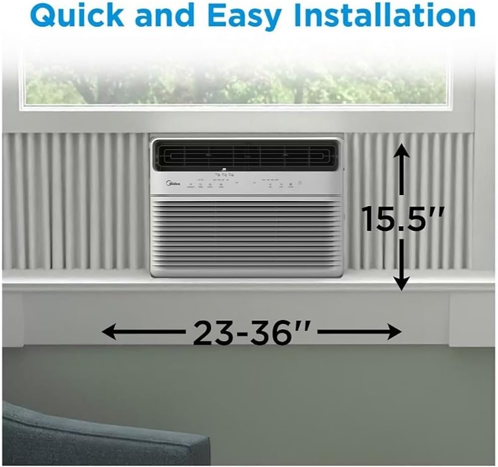 Midea Smart 12,000 BTU 550 Sq. Ft. Window Air Conditioner, 3-in-1 Comfort: get cooling, dehumidification, & fan modes, with Air Directional Louvers MAW12S1JWT-B