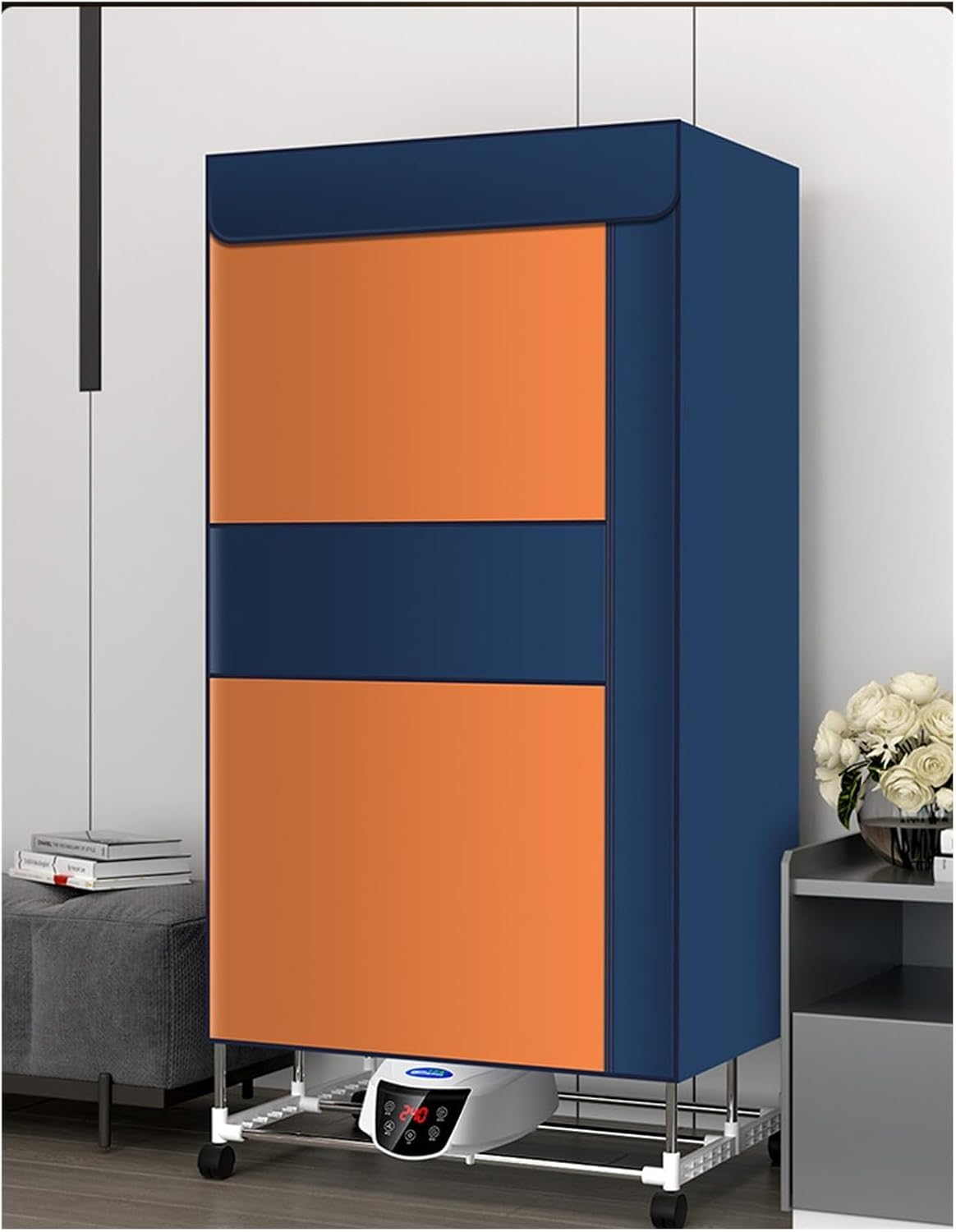 Portable Dryer,New 1300W Travel Dryer Machine,2-Tier Foldable Dryer Wardrobe Drying Rack,Energy Saving Portable Dryer for Apartment,Indoor,Travel (Color : Orange)