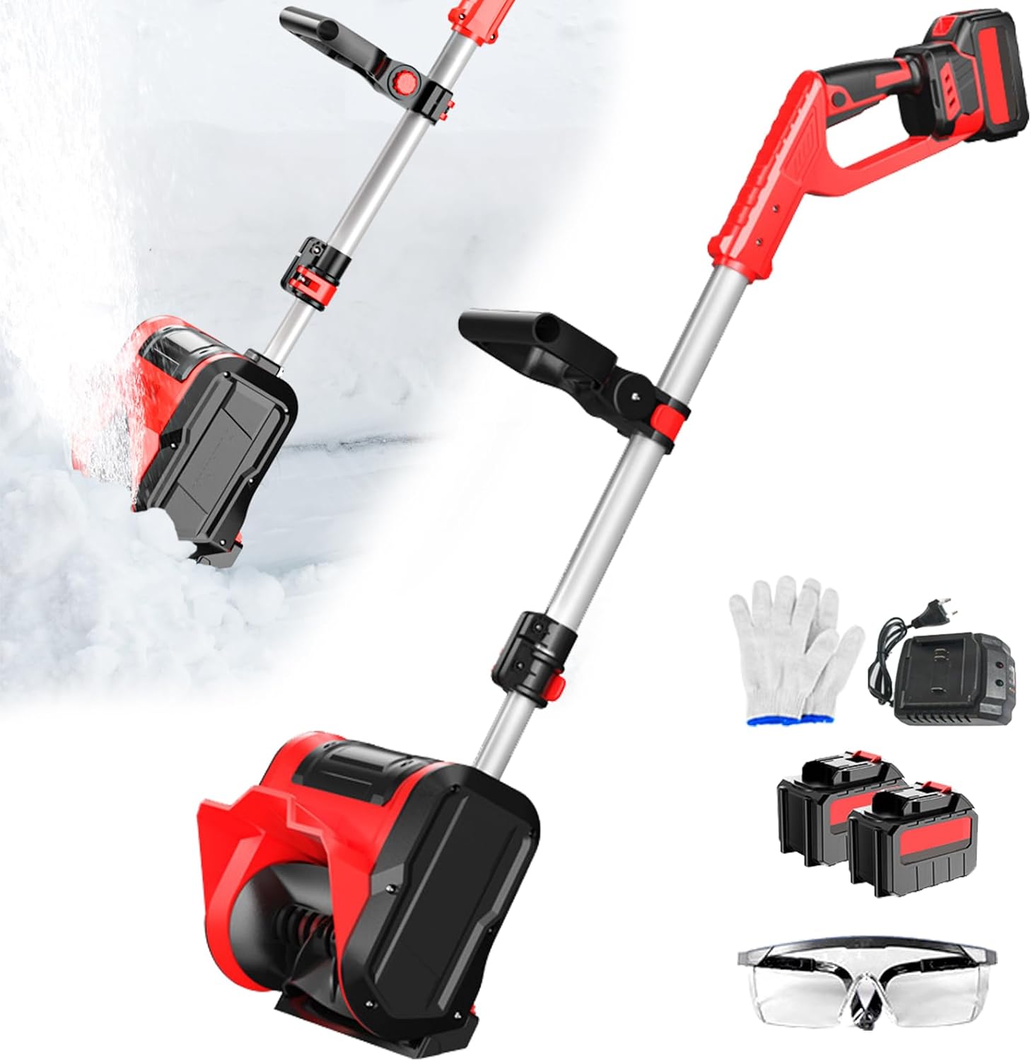 2 Battery Cordless Snow Blower - 26FT Throw Distance Electric Snow Shovel for Driveways, 11.8