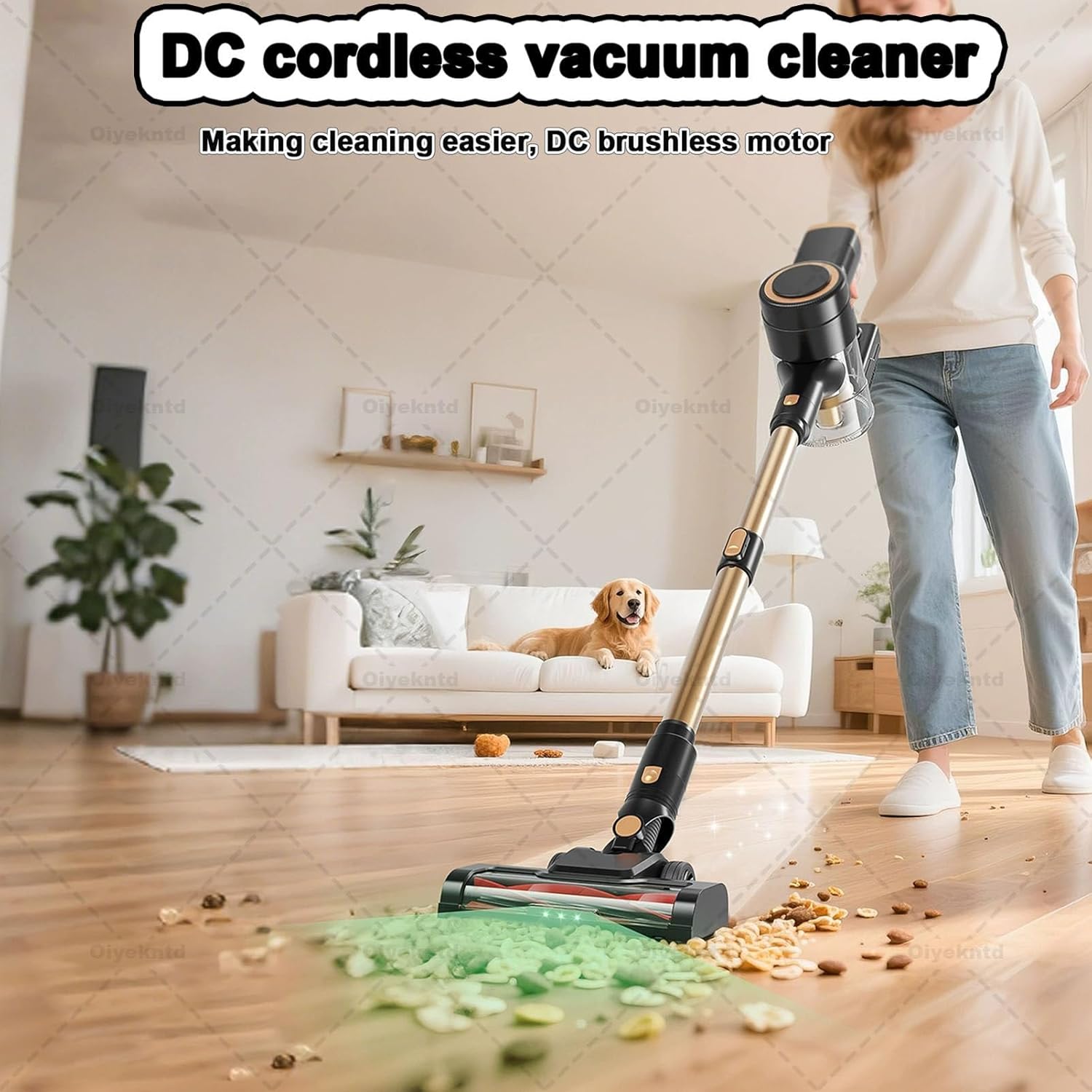 Cordless Vacuum Cleaner Stick Vacuums, Electric Brooms Powerful Lightweight Vaccum Cleaners Upright Handheld Rechargeable Lithium-Ion Battery Wireless for Home Hardwood Floor Carpets Car