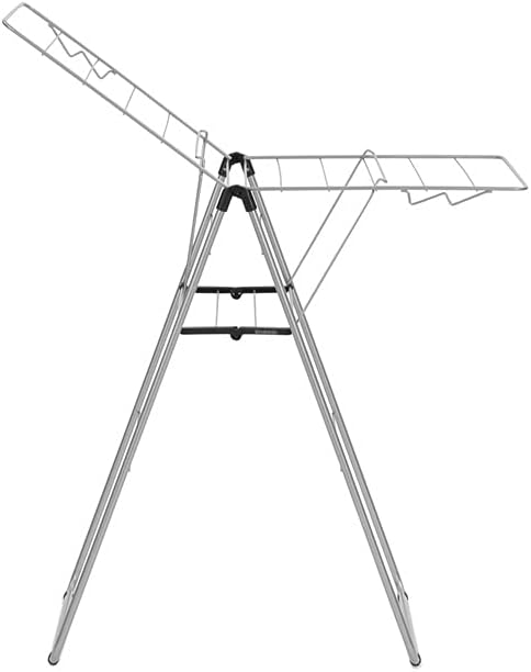 Brabantia HangOn Compact Laundry Drying Rack (49ft / Metallic Gray) Compact, Foldaway, Adjustable Indoor Stainless Steel Clothes Horse