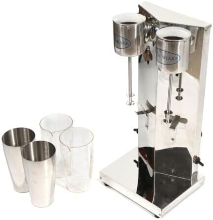 650ML Milkshake Maker Double Head Milk Shake Machine, 180W 18000RMP High Speed Commercial Milk Shake Maker Stainless Steel Milkshake Blender with 4 * 650ml Cup, 2 Speed Adjustable