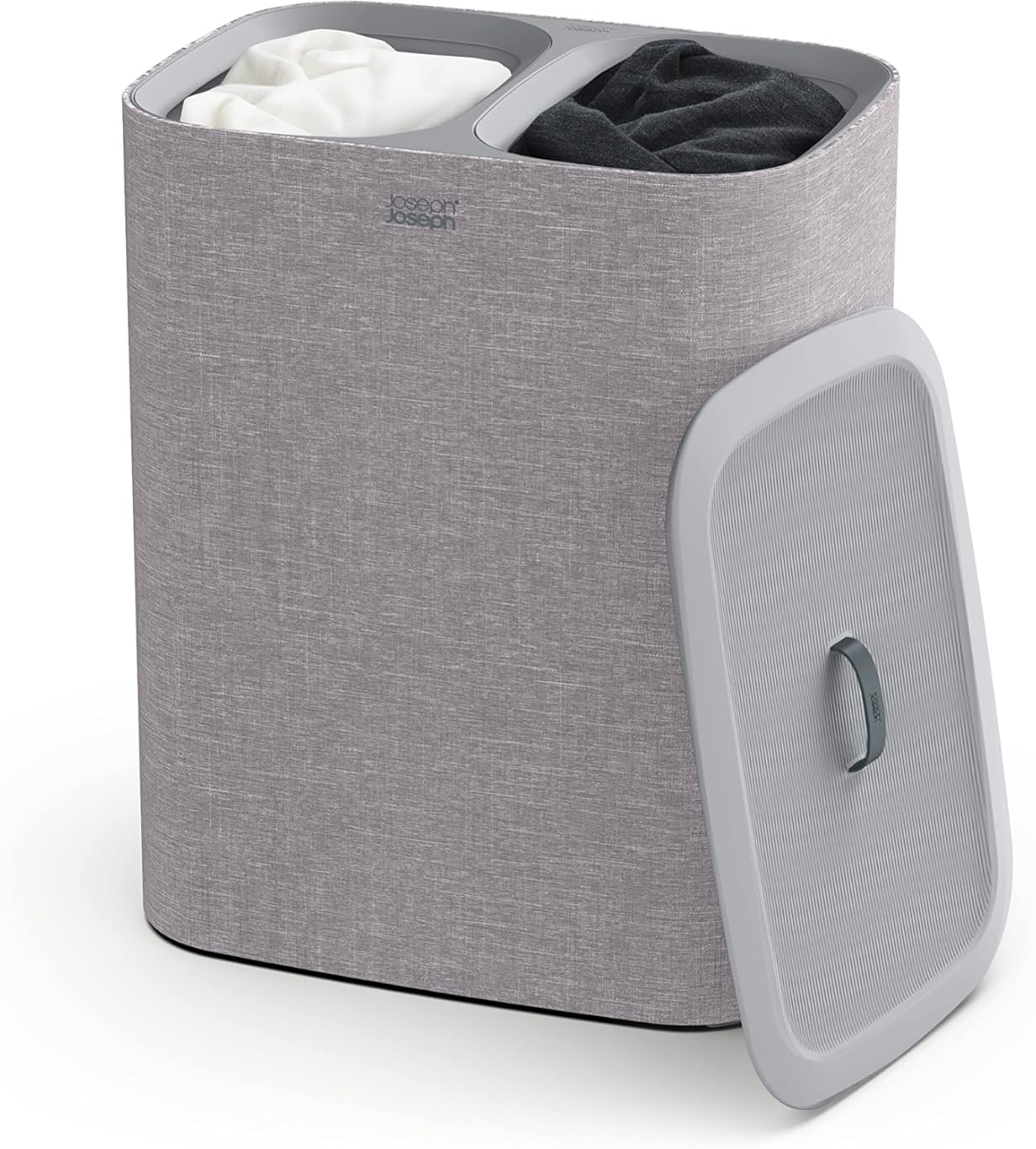 Joseph Joseph Tota 90 liter/23.8 gallon Laundry Hamper Separation Basket with lid, 2 Removable Washing Bags with Handles - Gray