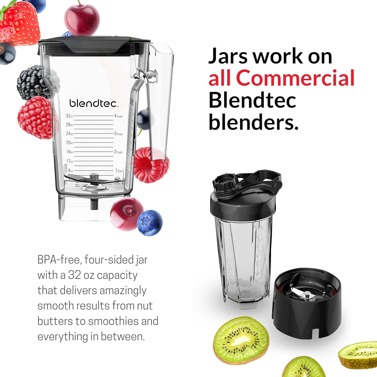 Blendtec Total Classic Original Blender & 75 oz FourSide Jar - Kitchen Blender Bundle - Red