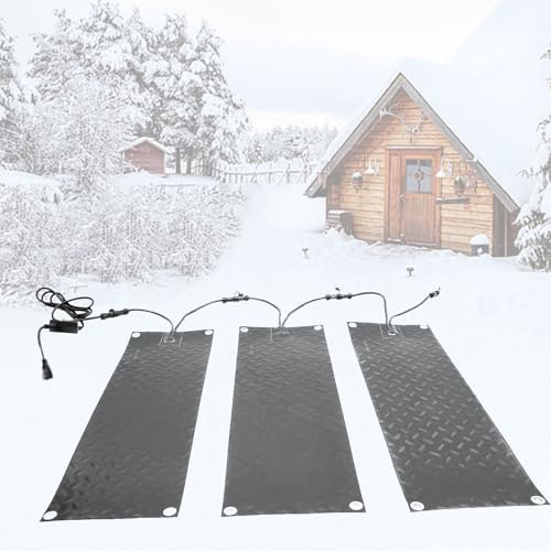 Heated Snow Melting Mats, No-Slip Heating Mats for Stairs and Walkways, Winter Safety Solution, 3/4/5 pcs, 3 Piece-10 * 48in