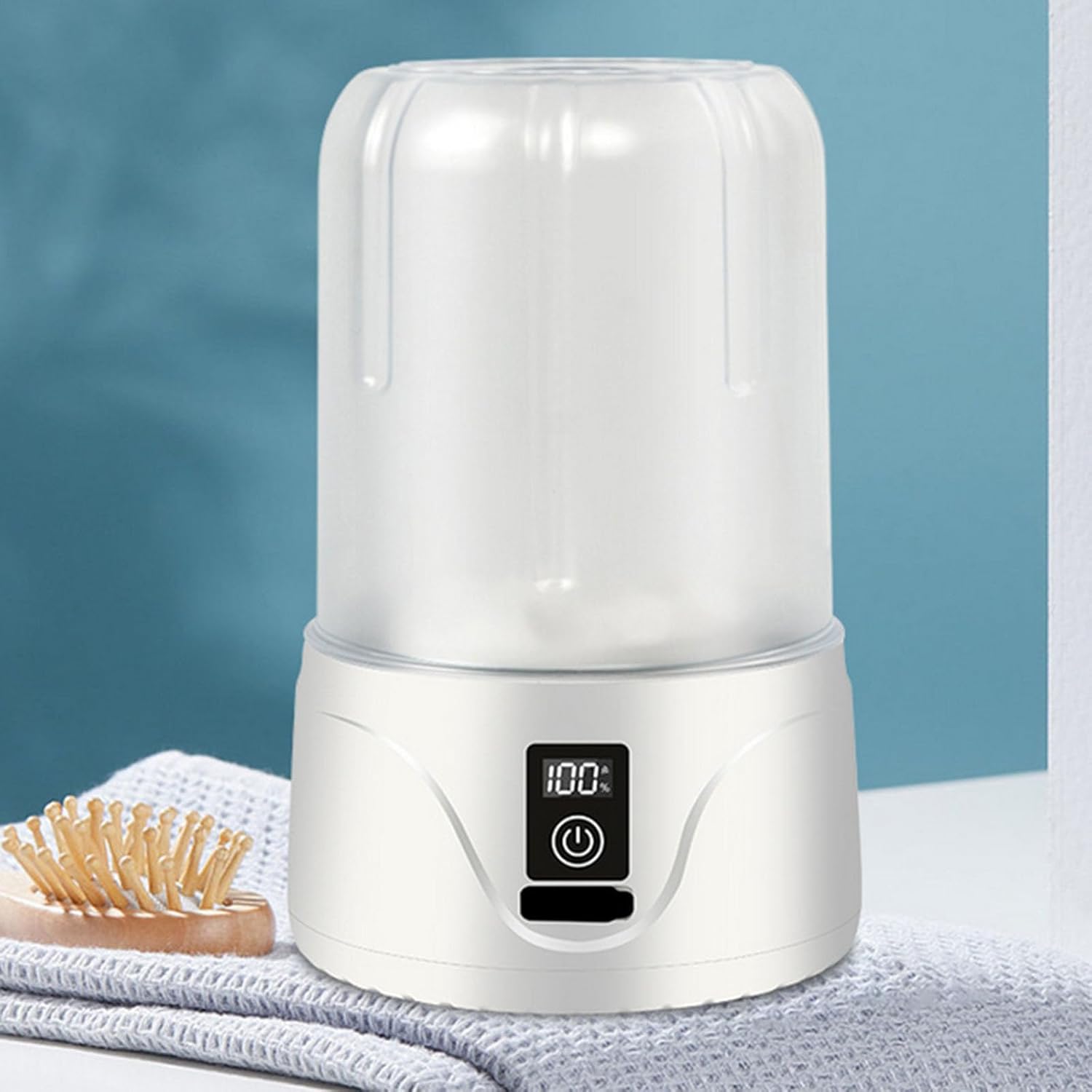 2025 Upgraded Mini Underwear Washing Machine, Portable Rechargeable Cordless Laundry Cup for Socks, Bras, Wireless Charging, Compact Automatic Washer for Travel, Dorm, Camping (White)