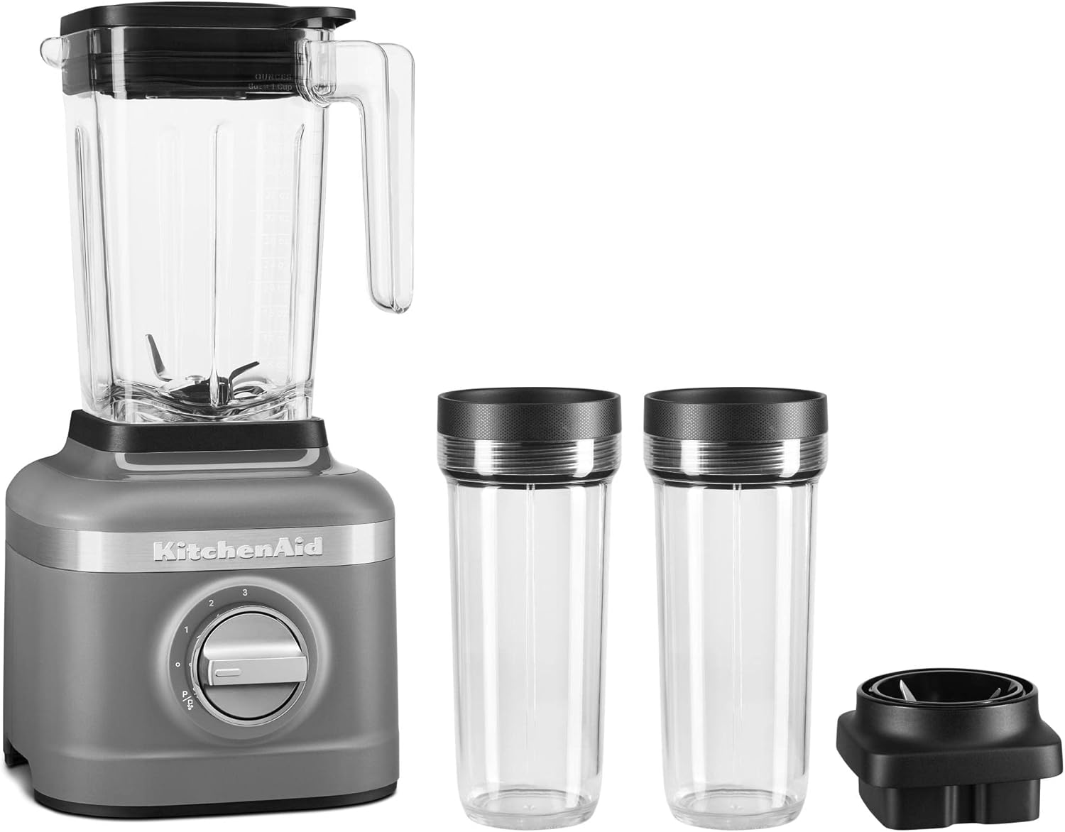 KitchenAid K150 3 Speed Ice Crushing Blender with 2 Personal Blender Jars - KSB1332Y & KFC3516CU 3.5 Cup Food Chopper, Contour Silver