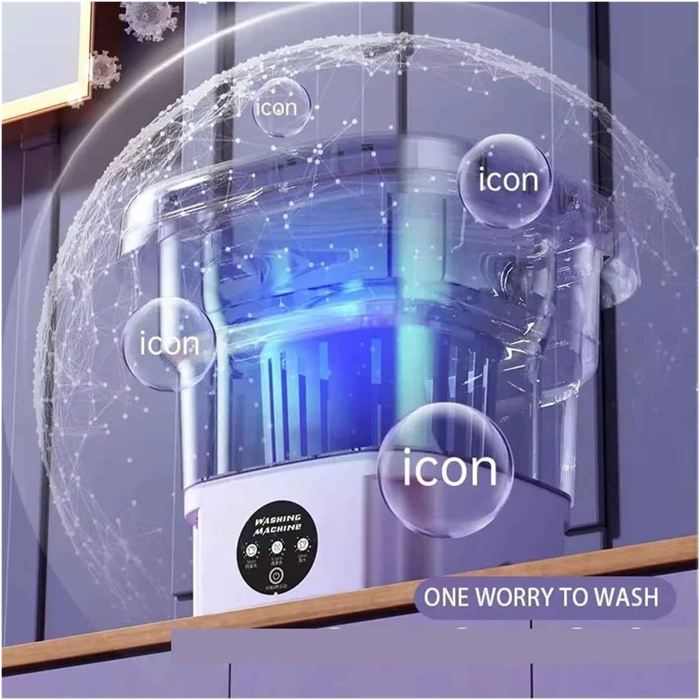 Portable Small Foldable Washing Machine with Spin Dryer For Socks Underwear Panties Washer Household Mini Washing Machine,for Travel,Camping, RV & Dorms