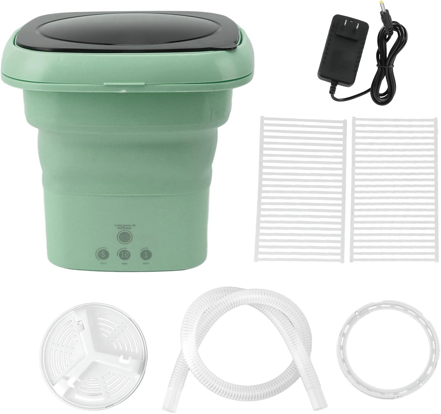 Portable Washing Machine, Mini Foldable Laundry Bucket for Underwear Panty Socks Baby Clothes, Small Washer Built in Dehydrator Suitable for Apartment Camping RV Travel Dormitory (Green US Plug)