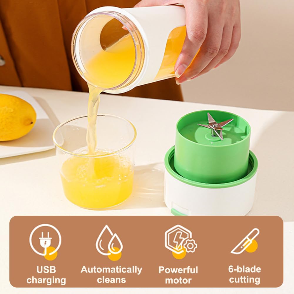 Personal Blender,480ml Shakes Fruit Juicer Self-Cleaning Drink Machine Blender With 6 Blades for Shakes Fruit Juice Smoothies Sports Travel