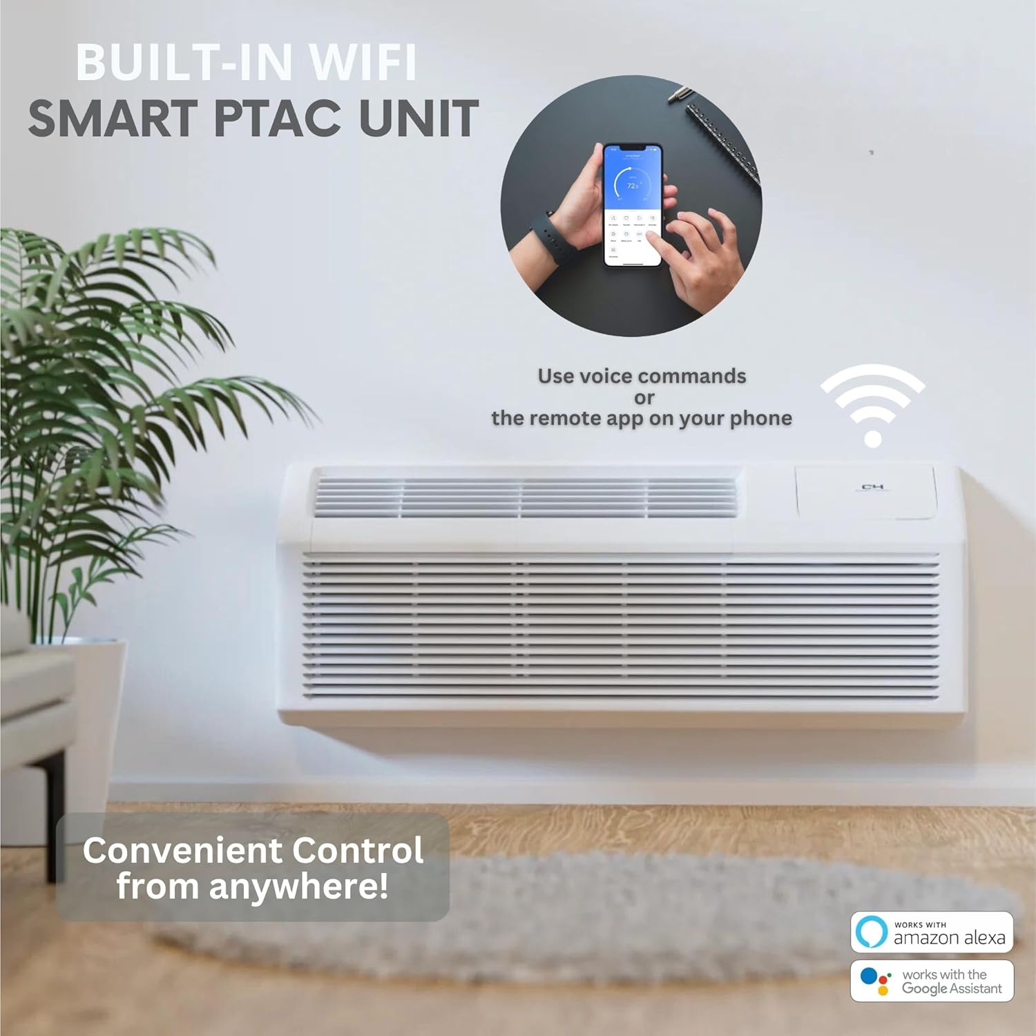 Cooper & Hunter 15,000 BTU PTAC Packaged Terminal Air Conditioner & Heat Pump – Built-In 3.5kW Electric Heater – Includes Wireless Smart Kit, Remote & Power Cord – R-32 Refrigerant