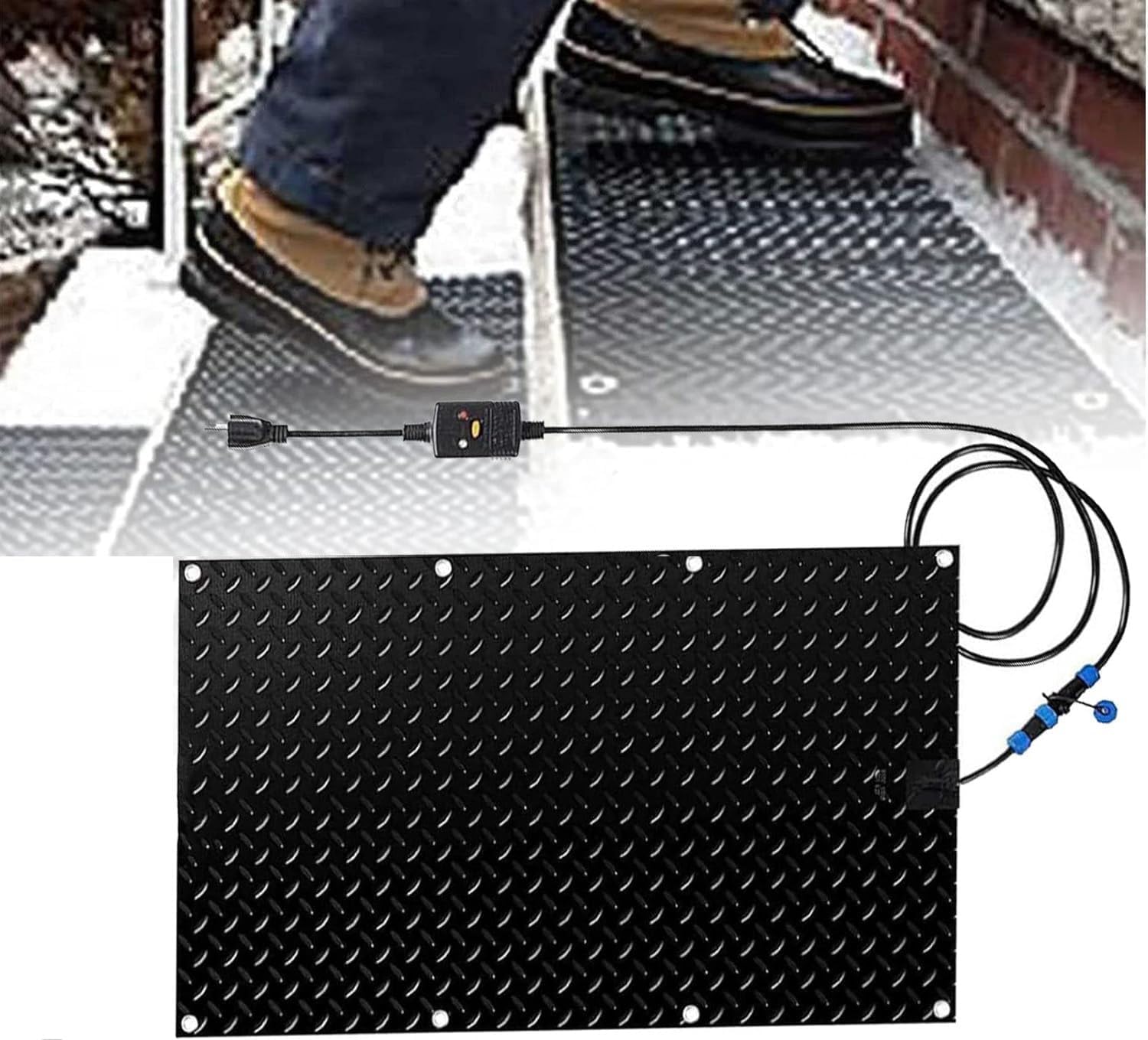 Heated Snow Melting Mats for Entrances, 1/2/3/4/5 pcs Outdoor Stairs Non-Slip Winter Removal and Ice Melt Products, Heated Mats for Winter Snow Removal, for Residential and Industrial(1 Pcs,1