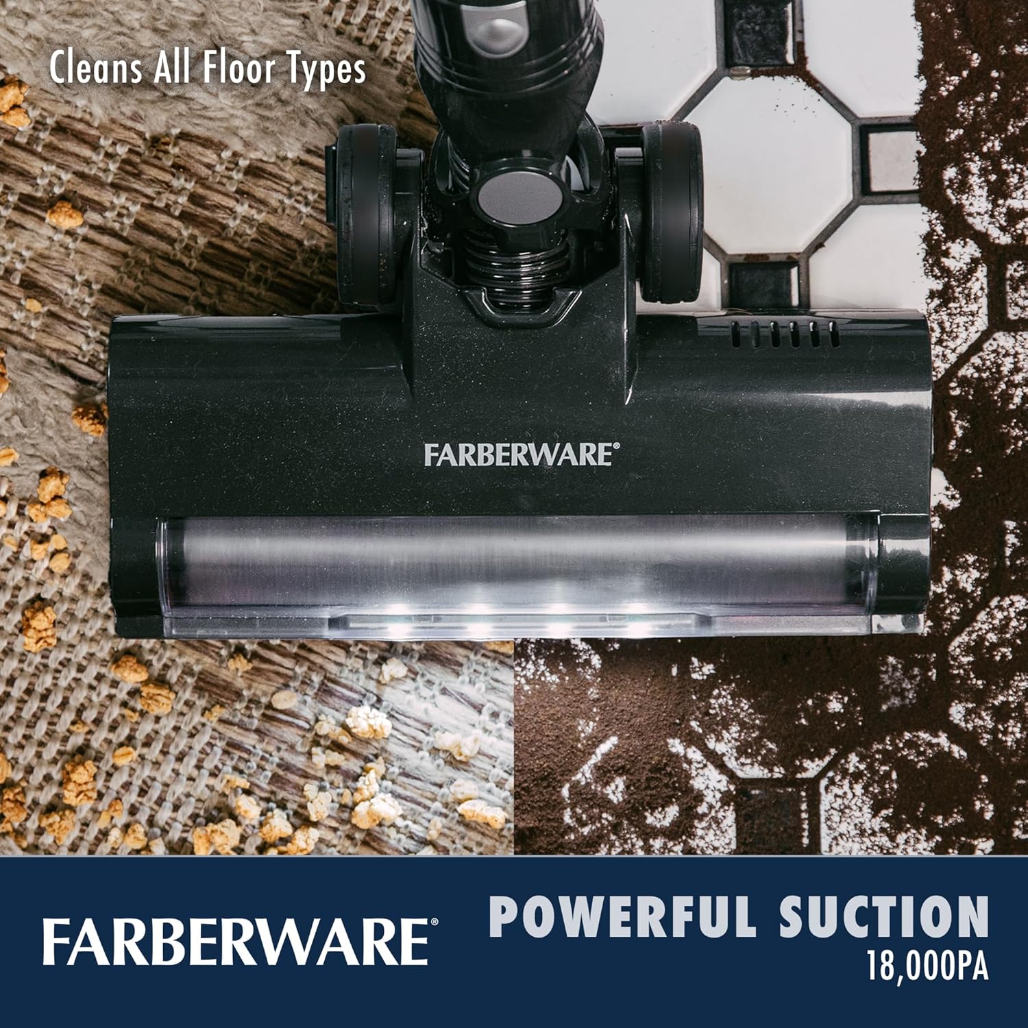 Farberware Classic Stick Vacuum Cleaner, Powerful Suction and Lighted Motor Brush for Carpet and Hard Floors, Converts to Handheld Vacuum for Pet Hair