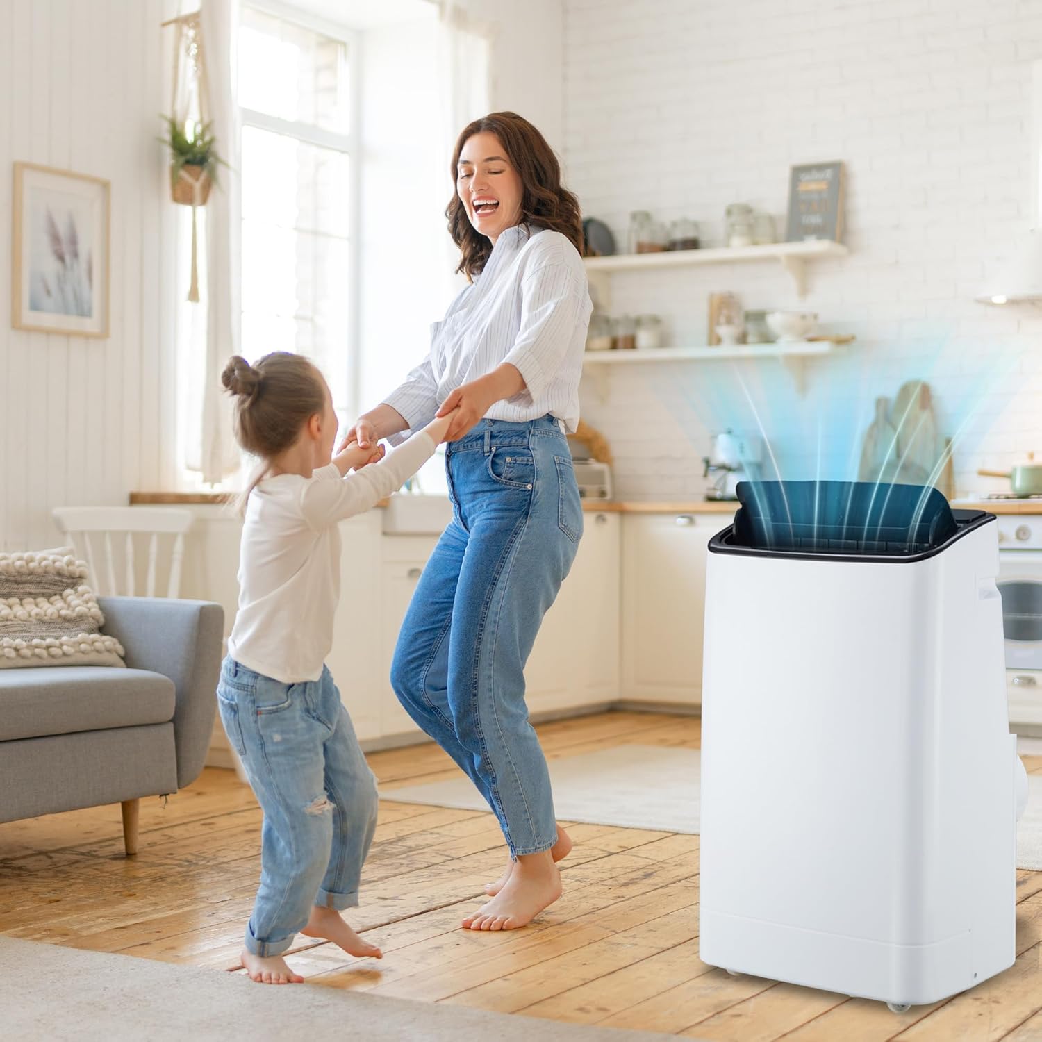 14000 BTU Portable Air Conditioner for Room Up 750 Sq. Ft. 3-In-1 Quiet Portable AC Unit with Remote Control, Sleep Mode, 24H Timer,Smart/Sleep Mode