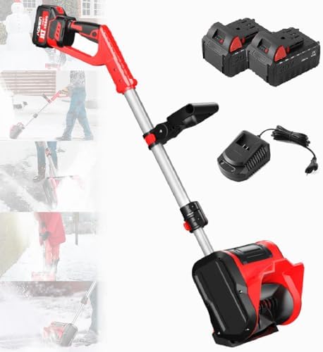 Cordless Snow Shovel, 20V Cordless Snow Blower, Adjustable Direction Snowplow with 2 X Li-ion Battery, for Road Household Snow Clearing