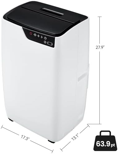 Portable Air Conditioners, 12000 BTU Portable AC for Rooms Up to 550 Sq.Ft. 3-In-1 Portable AC with Quick Cooling, Dehumidifying, 3-Speed Fan, 24H Timer, Remote, Ultra-Quiet, White and Black