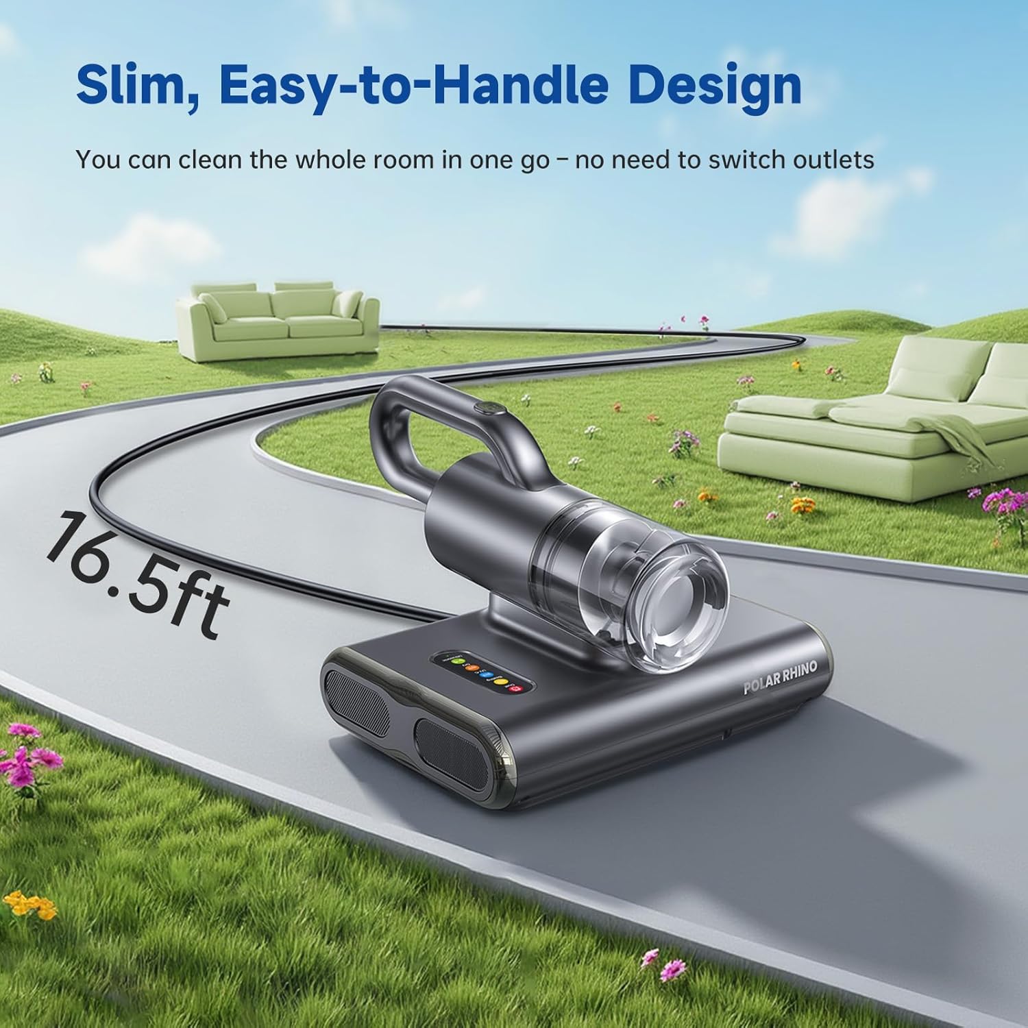 Dual Brush-Roll Mattress Vacuum Cleaner with 25KPa High Suction, UV-C Light, 140°F Heating & Triple HEPA Filter [Allergens & Pet Hair Removal] Handheld Bed Vacuum for Couch, Quilt, Mattress, Crib