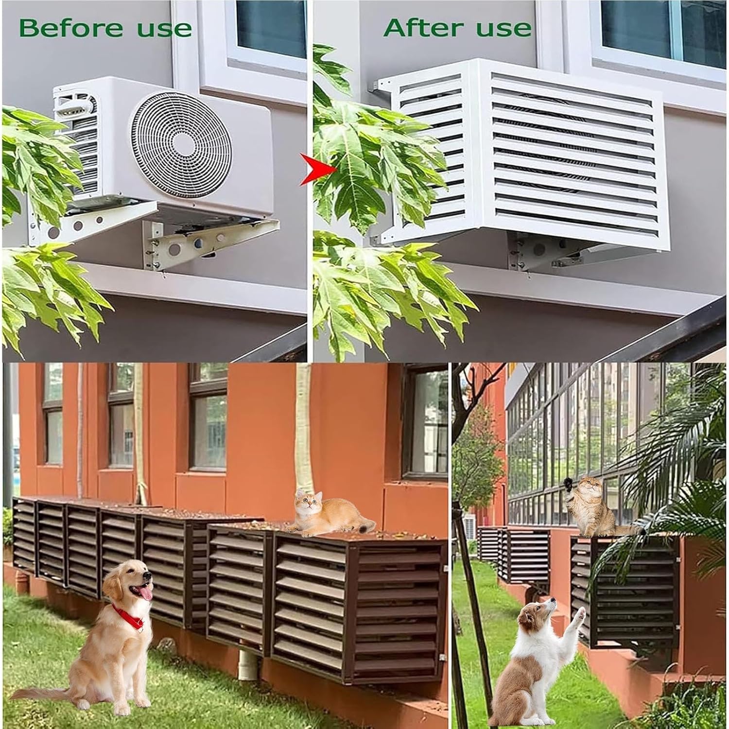 Air Conditioner Covers for Outside Units, Aluminum Air Conditioner Fence with Top Cover, Organize The Garden, for Plant Rack Privacy Screens(Gray,100cm)