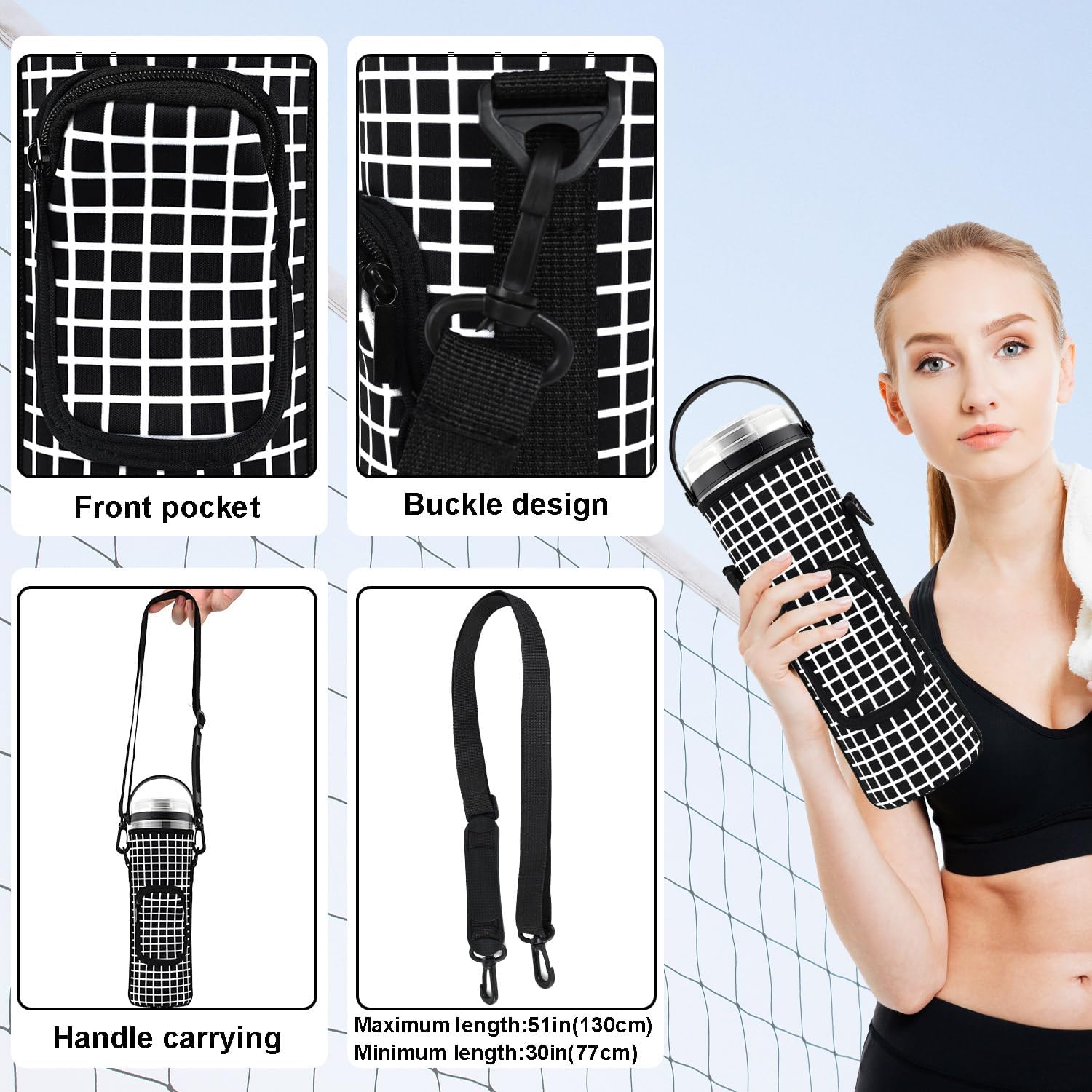 AF-WAN Portable Blender Carry Storage Bag sleeve with Shoulder Strap for Ninja BC151NV/BC51NV/BC151BK/BC151CR/BC151EM/BC151PR/BC151WH 18oz Blast Portable Blender (Black White)