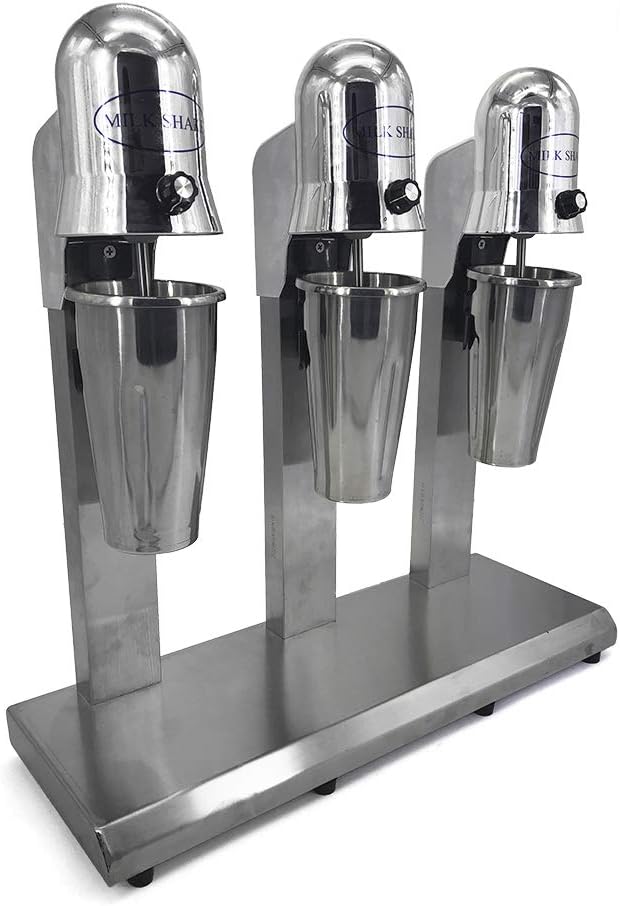 Milkshake Maker, Commercial Electric Milkshake Maker, 110V 18000rmp 3-Head Drink Mixer Machine Stainless Steel Tea Drink Juice Mixer with 6pcs 800ml Cups and 2 Speeds Adjustable