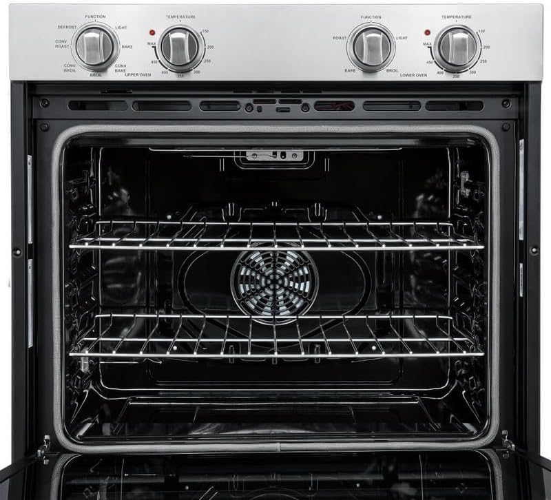 Forno Vomero 30-Inch Double Wall Oven, 10 cu.ft Total Capacity, 7100W Electric Convection with Manual Steam Clean & Mechanical Controls, Includes Both Antique Brass Stainless Steel Handles - White