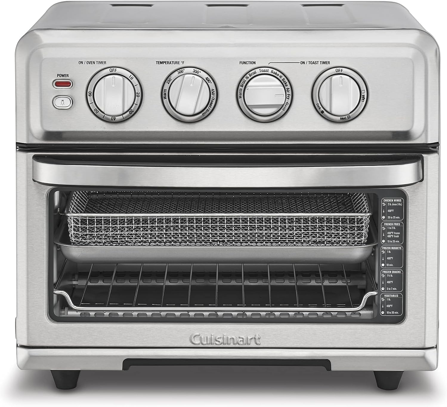 Cuisinart Air Fryer Toaster Oven with Grill, 1800W 8-1 Air Fryer Oven with Bake, Convection Bake, Grill, Broil and Warm Options, Large Capacity, 60-Minute Timer, TOA-70NAS, Stainless Steel