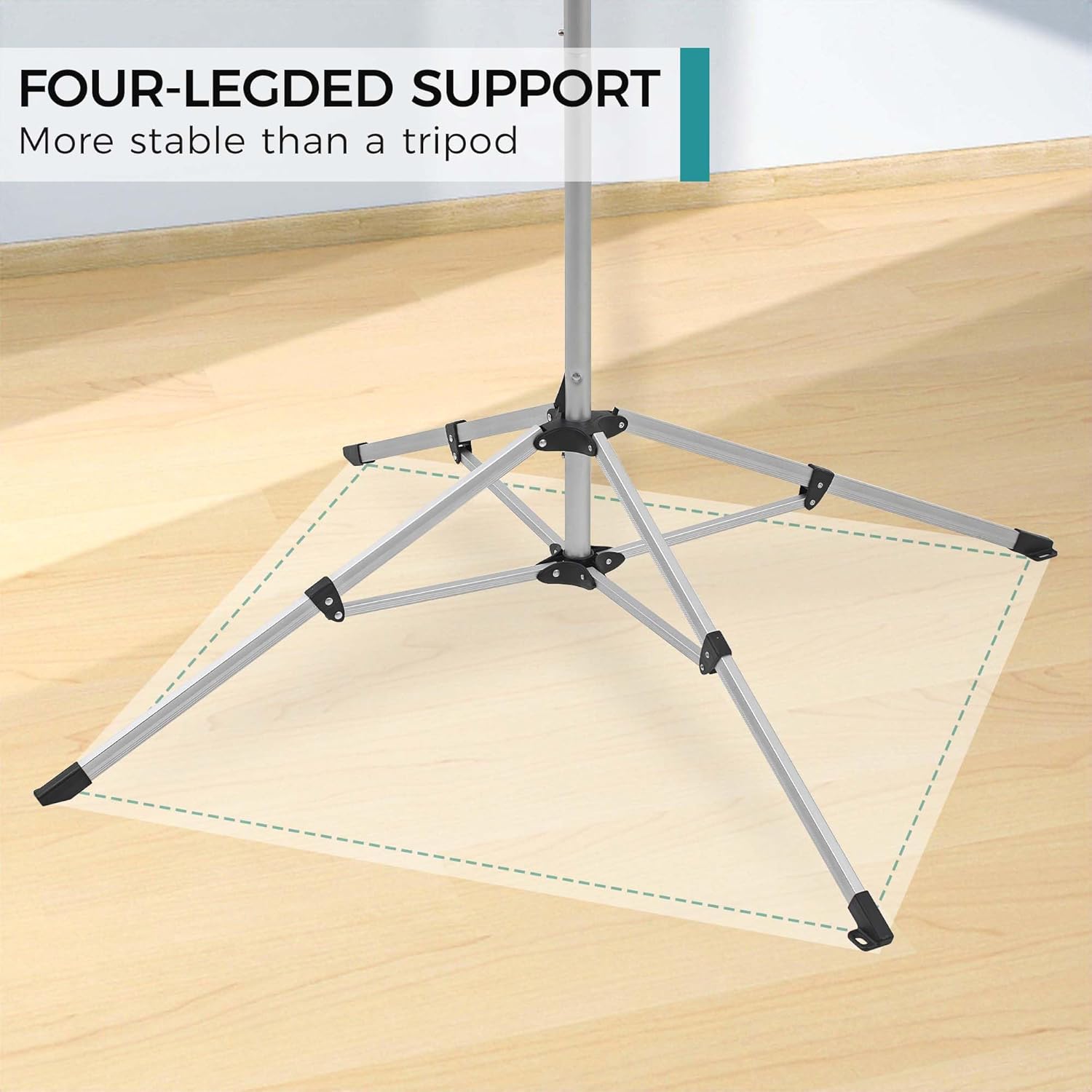 JS HANGER Indoor and Outdoor Portable Clothes Drying Rack with 4 Rotatable Arms for Hangers, 4 Legs, Collapsible Umbrella Laundry Air Dryer with 65 ft. of Hanging Space - Silver