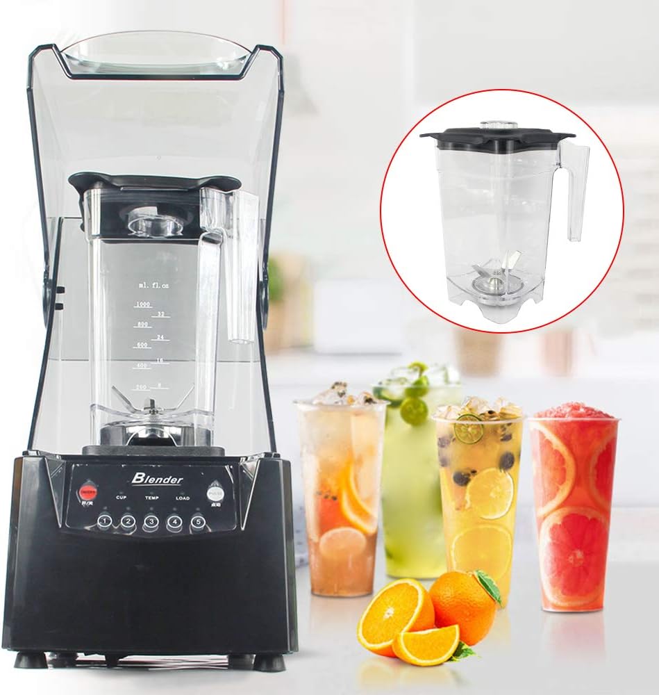 Soundproof Smoothie Machine 2600W 1.8L Commercial Soundproof Blender Automatic Smoothie Machine with Soundproof Cover Multifunctional Portable Soundproof Smoothie Machine for Kitchen